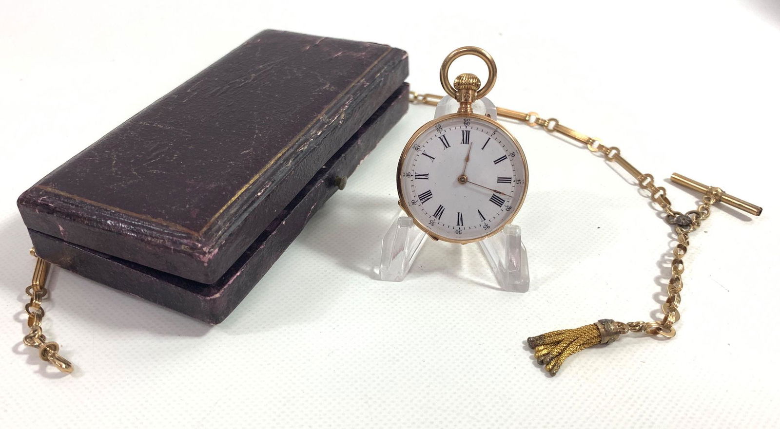 ONE GOLD POCKET WATCH W/FOB IN BOX (1 of 6)