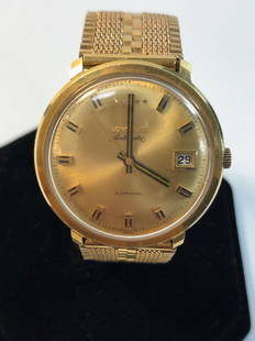 18KT GOLD AUTOMATIC LONGINES WRIST WATCH ~ MASCULINE: 18KT GOLD AUTOMATIC LONGINES WRIST WATCH ~ MASCULINE STYLE, ROUND GOLD DIAL W/ STICK NUMBERS AND 18KT YELLOW GOLD MESH BAND, 7.75" IN LENGTH (83.0 GRAMS TW) TOTAL APPRAISED VALUE-$8,225.00