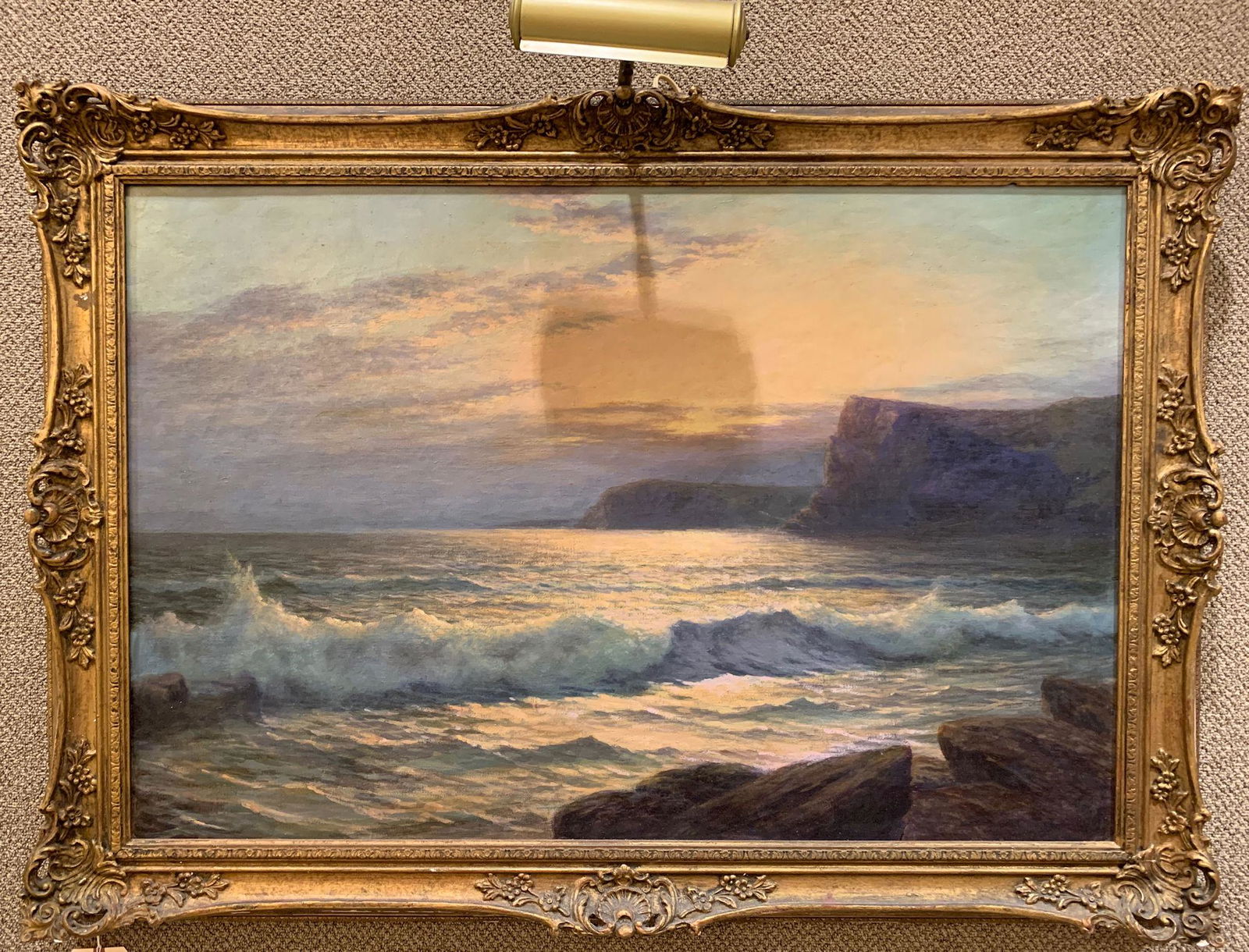 OIL ON CANVAS SEASCAPE, UNSIGNED. EARLY 20THc. 30″ (1 of 2)