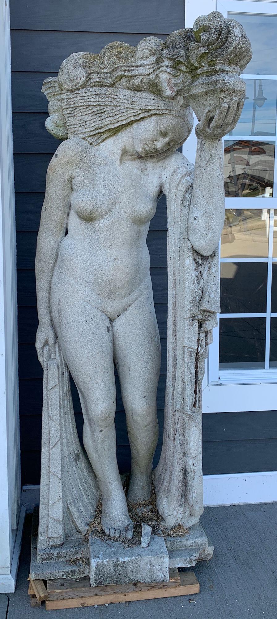 82″ CONCRETE STATUE OF CLASSICAL WOMAN WITH (1 of 1)