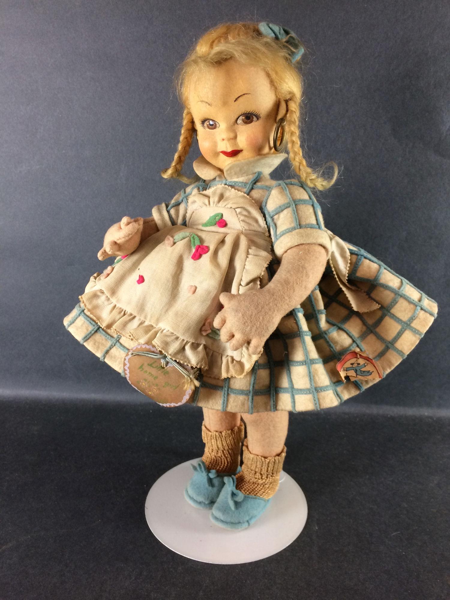 13" LENCI  GIRL. FELT HEAD WITH MOLDED AND PAINTED (1 of 5)