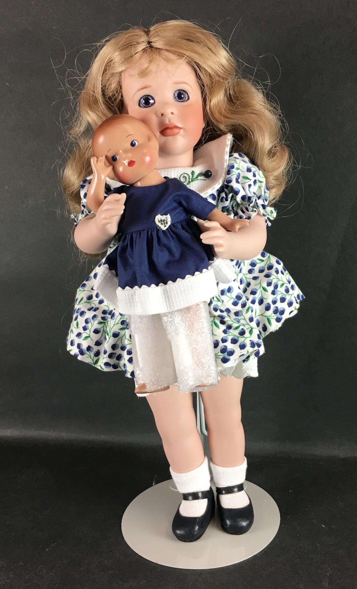 14" WENDY LAWTON DOLL "PATRICIA AND HER PATSY" FIRST: 14" WENDY LAWTON DOLL "PATRICIA AND HER PATSY" FIRST EDITION FROM THE CLASSIC PLAYTHINGS COLLECTION. ALL PORCELAIN DOLL HOLDING HER 6½" EFFANBEE PATSY REPLICA. COMES IN ORIGINAL BOX WITH COA; #