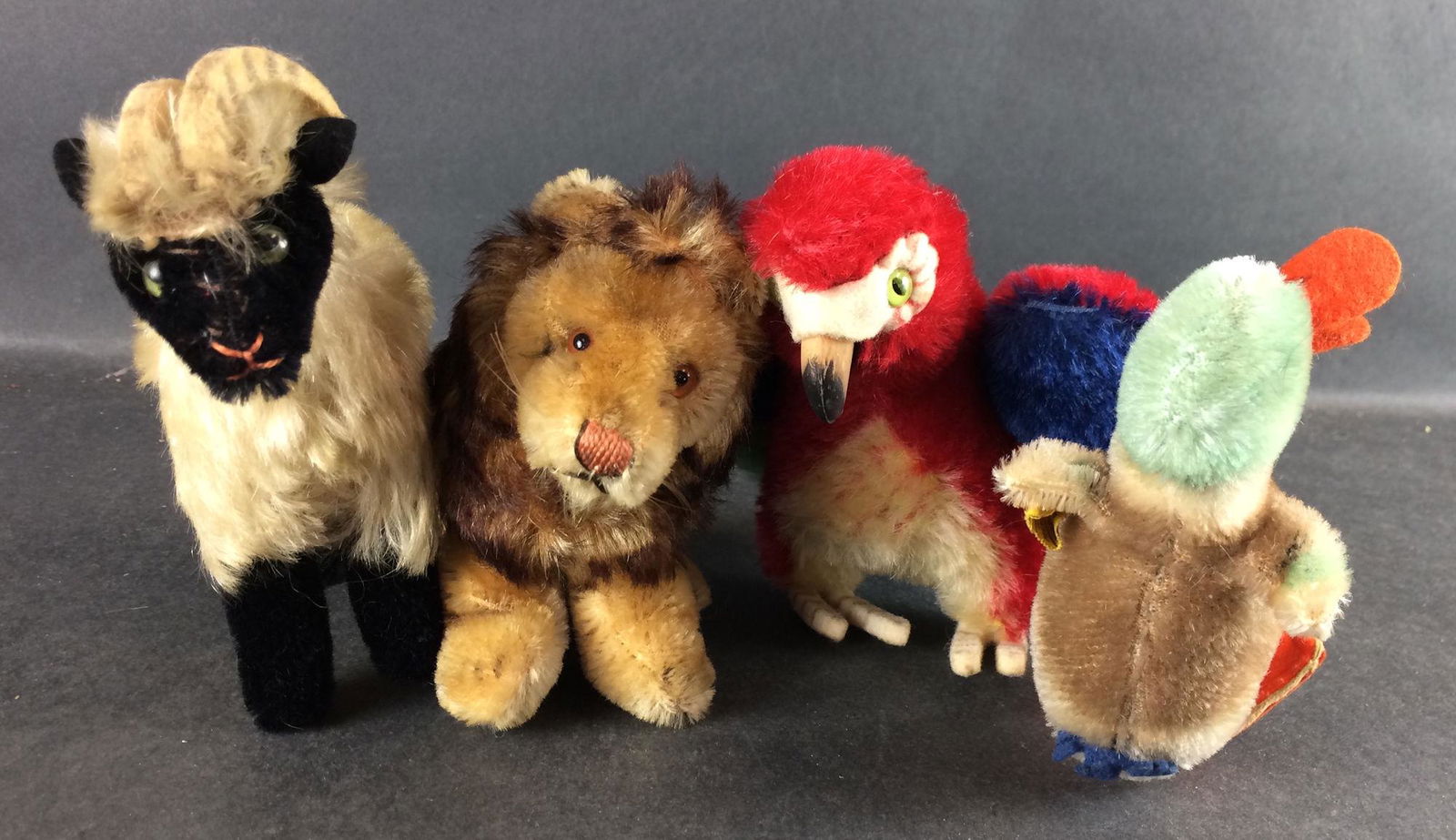(4) VINTAGE STEIFF MOHAIR ANIMALS AND BIRDS - 5" (1 of 1)