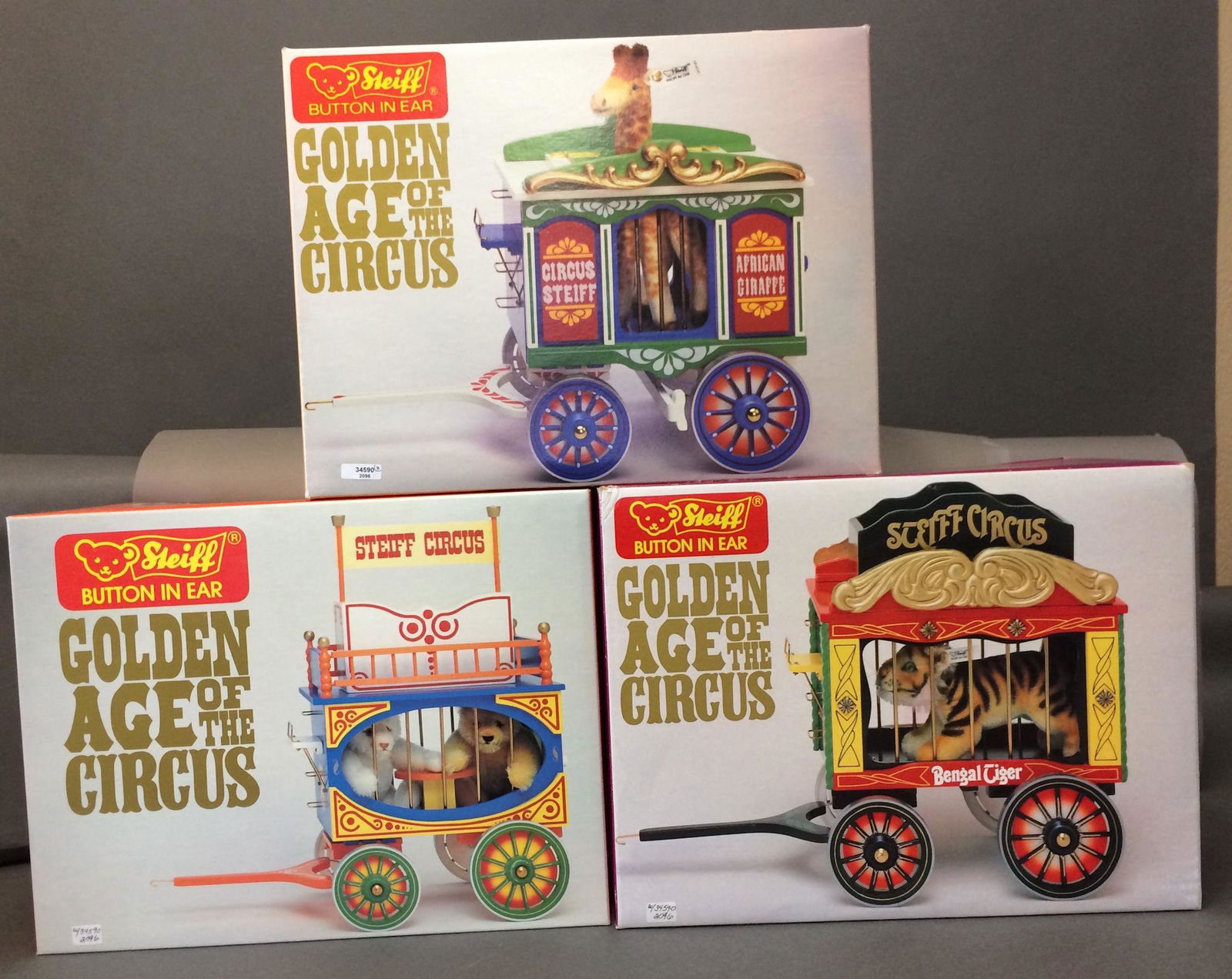 (3) NRFB STEIFF GOLDEN AGE OF THE CIRCUS WAGONS AND (1 of 1)