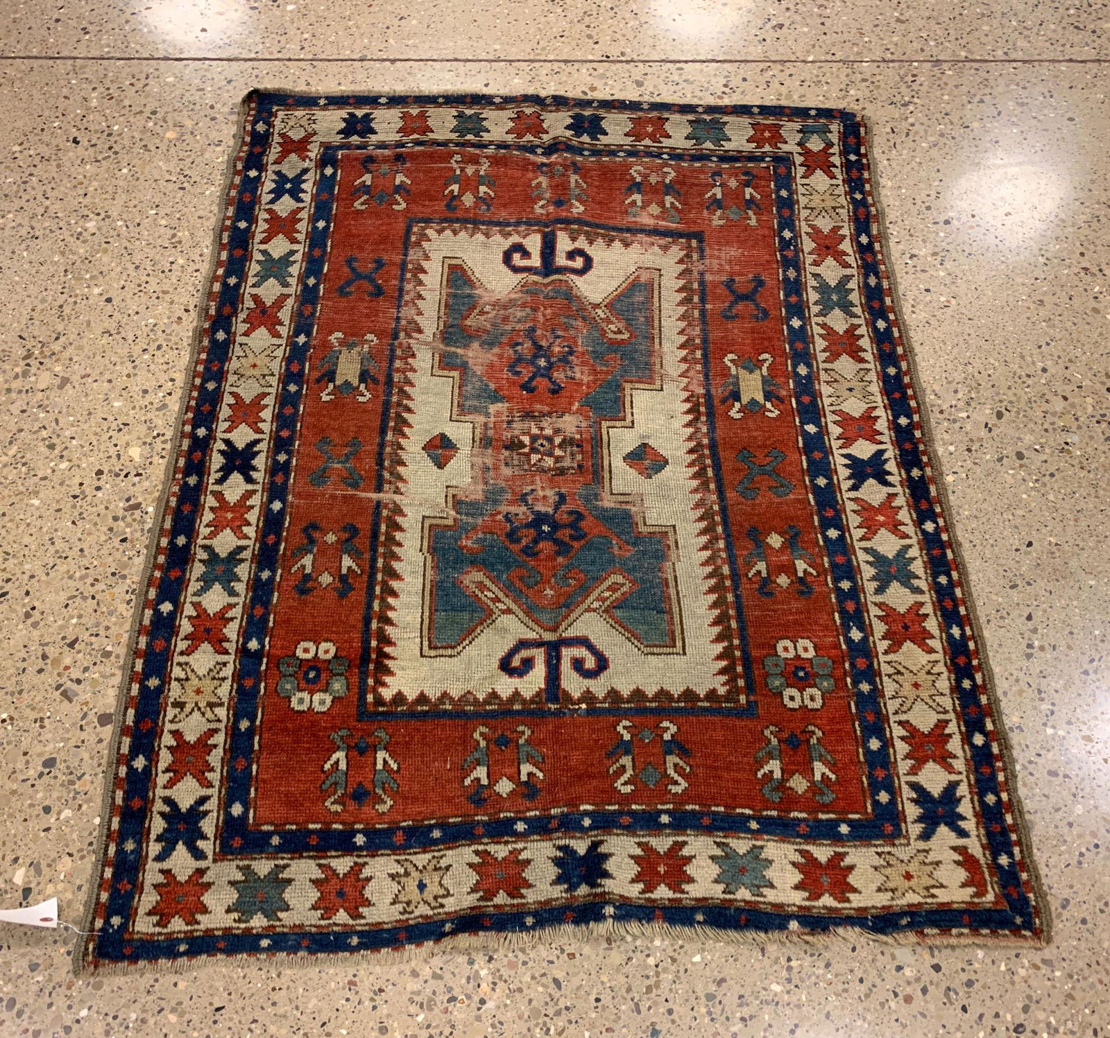 ORIENTAL RUG, CAUCASIAN KAZAK, 3'7" X 4'6" (1 of 6)