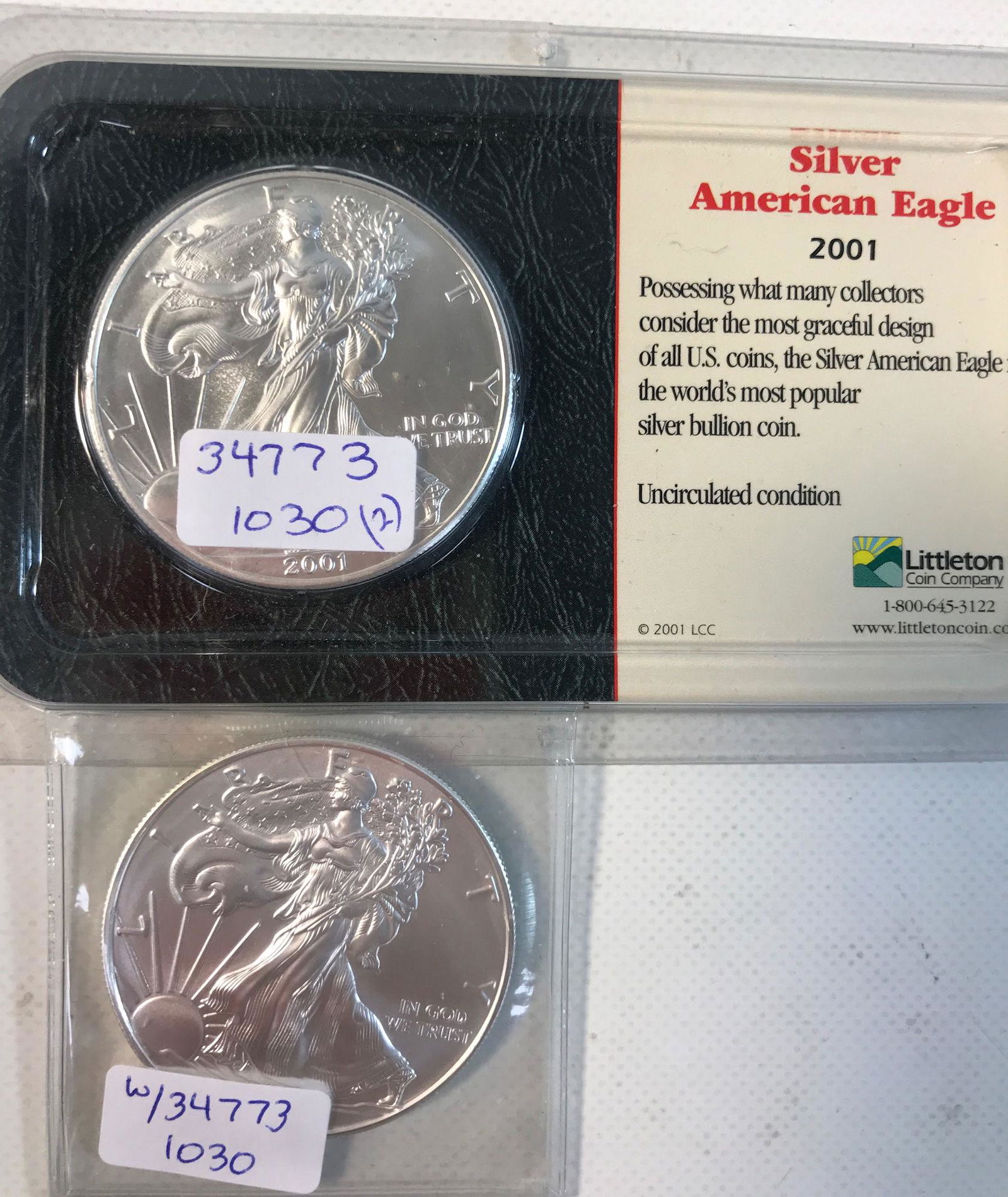 2 AMERICAN SILVER EAGLE COINS (1 of 4)