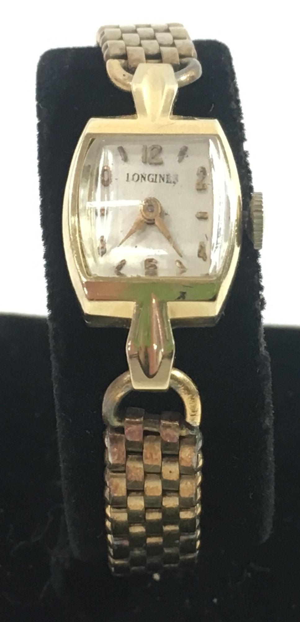 14KT YELLOW GOLD LADIES WRIST WATCH: 14KT YELLOW GOLD LADIES WRIST WATCH ~ FROM LONGINES W/ 14KT YELLOW GOLD D&A CASE W/ GOLD PLATE MESH BAND FROM KREISLER