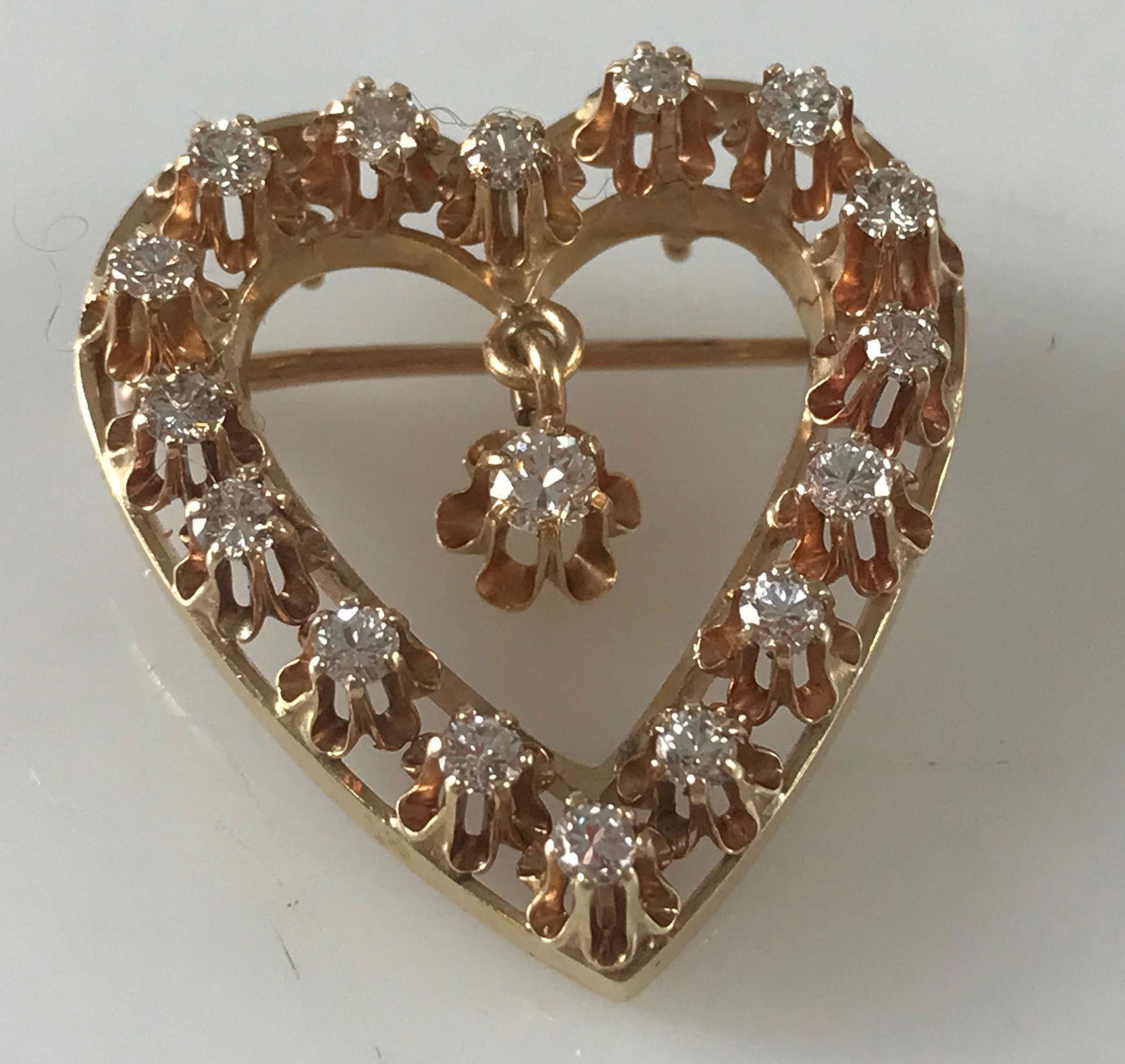 VINTAGE 14KT YELLOW GOLD & DIAMOND PIN/ PENDANT (1 of 7)