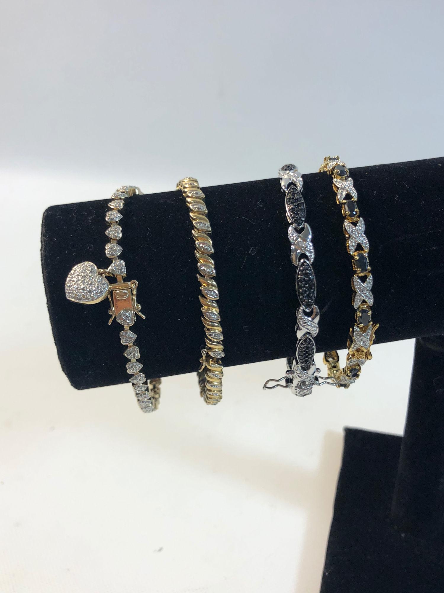 LOT OF STERLING SILVER AND VERMEIL BRACELETS WITH SMALL (1 of 10)