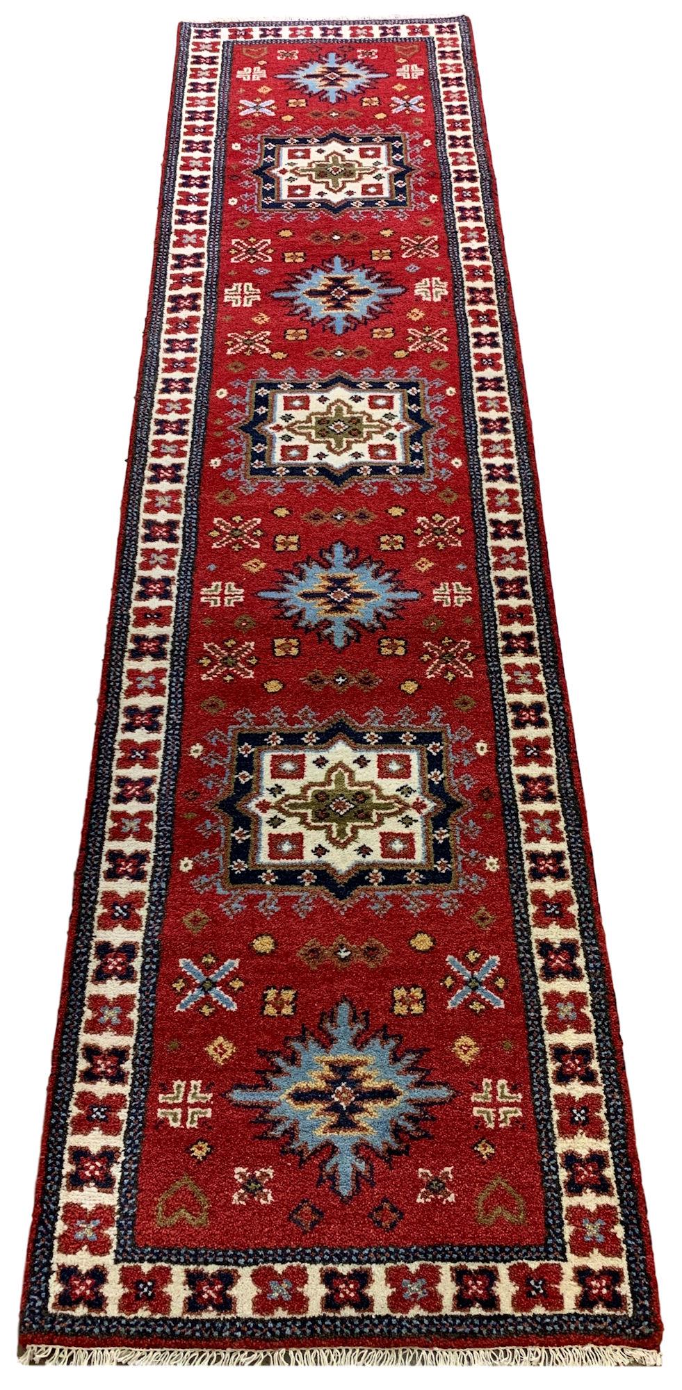 ORIENTAL RUG FINE INDO CAUCASIAN KAZAK RUNNER, 2'7" X (1 of 5)
