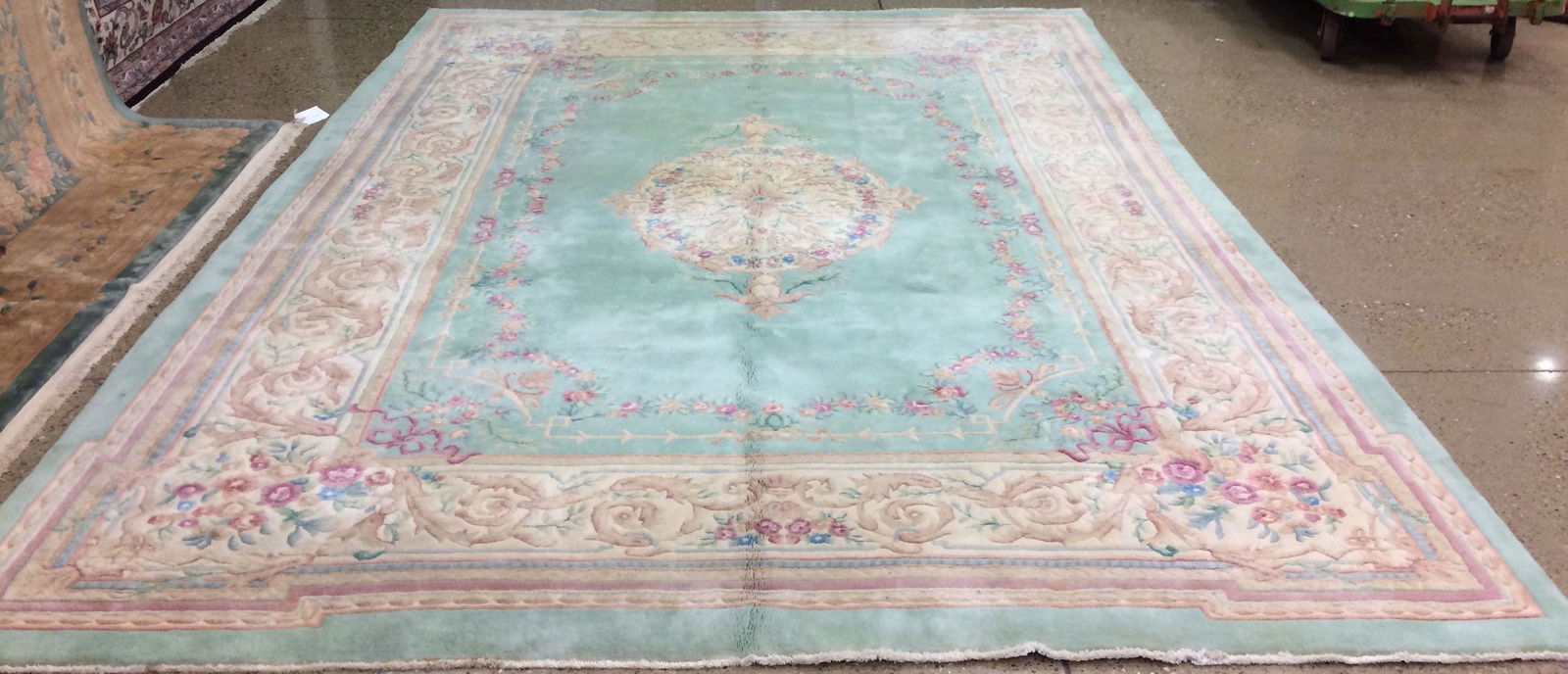 ORIENTAL RUG, INDO FRENCH AUBUSSON, CIRCA 1980'S 10'2" (1 of 8)