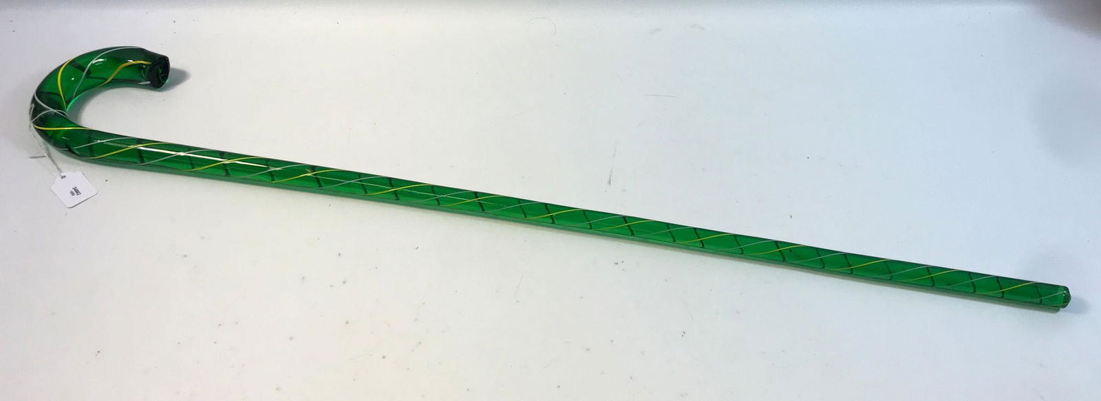 GLASS WORKERS PARADE CANE GREEN WITH YELLOW AND WHITE: GLASS WORKERS PARADE CANE GREEN WITH YELLOW AND WHITE STRIPE 36", **CAN NOT BE SHIPPED IN HOUSE