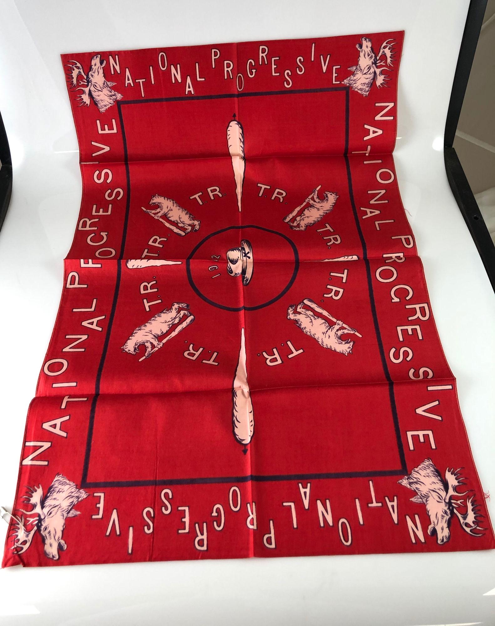 1912 TEDDY ROOSEVELT PROGRESSIVE PARTY SCARF 26" X (1 of 3)