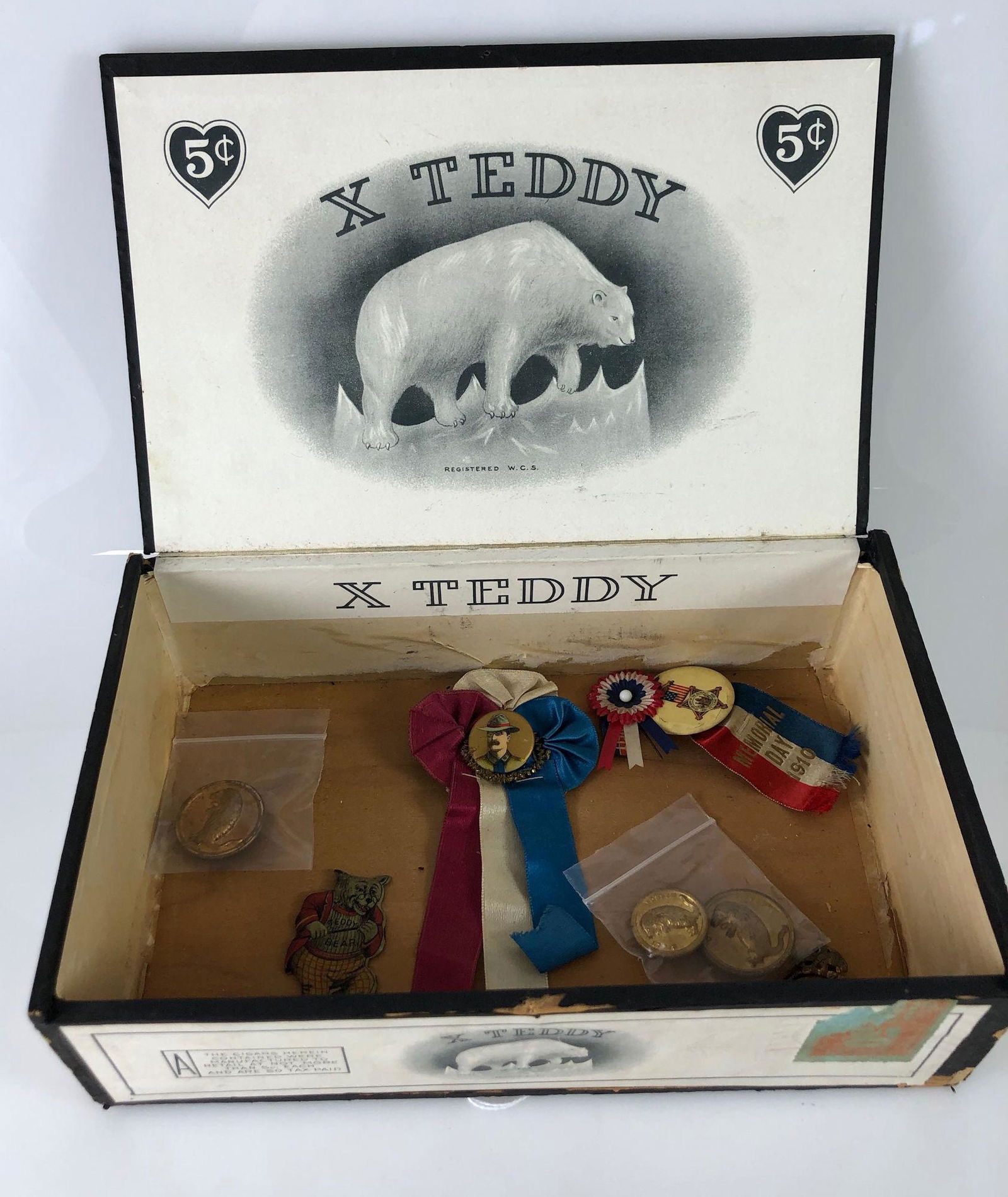 X TEDDY CIGAR BOX WITH TEDDY ROOSEVELT POLITICAL (1 of 4)