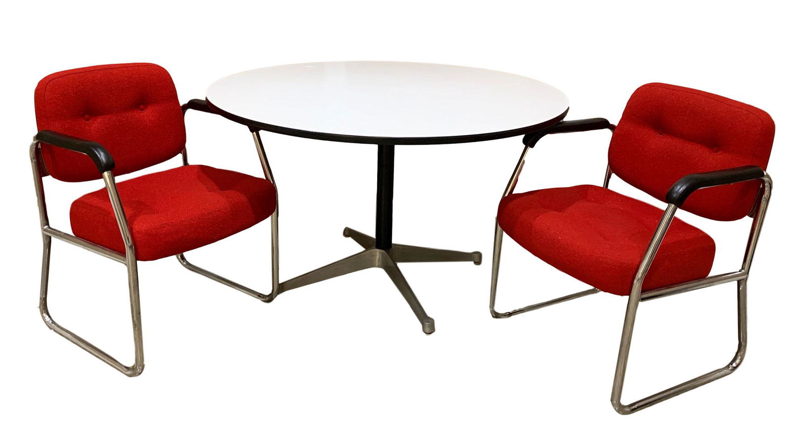 VINTAGE HERMAN MILLER ALUMINUM GROUP TABLE WITH 2 STEEL (1 of 1)