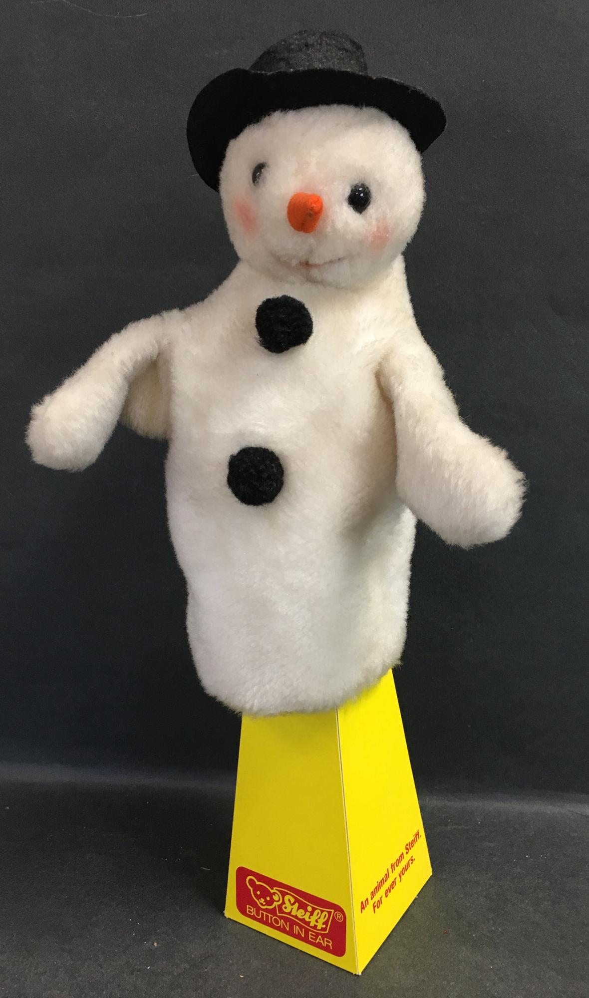 STEIFF SNOWMAN HAND PUPPET. DRAYLON WITH HARD STUFFED (1 of 1)