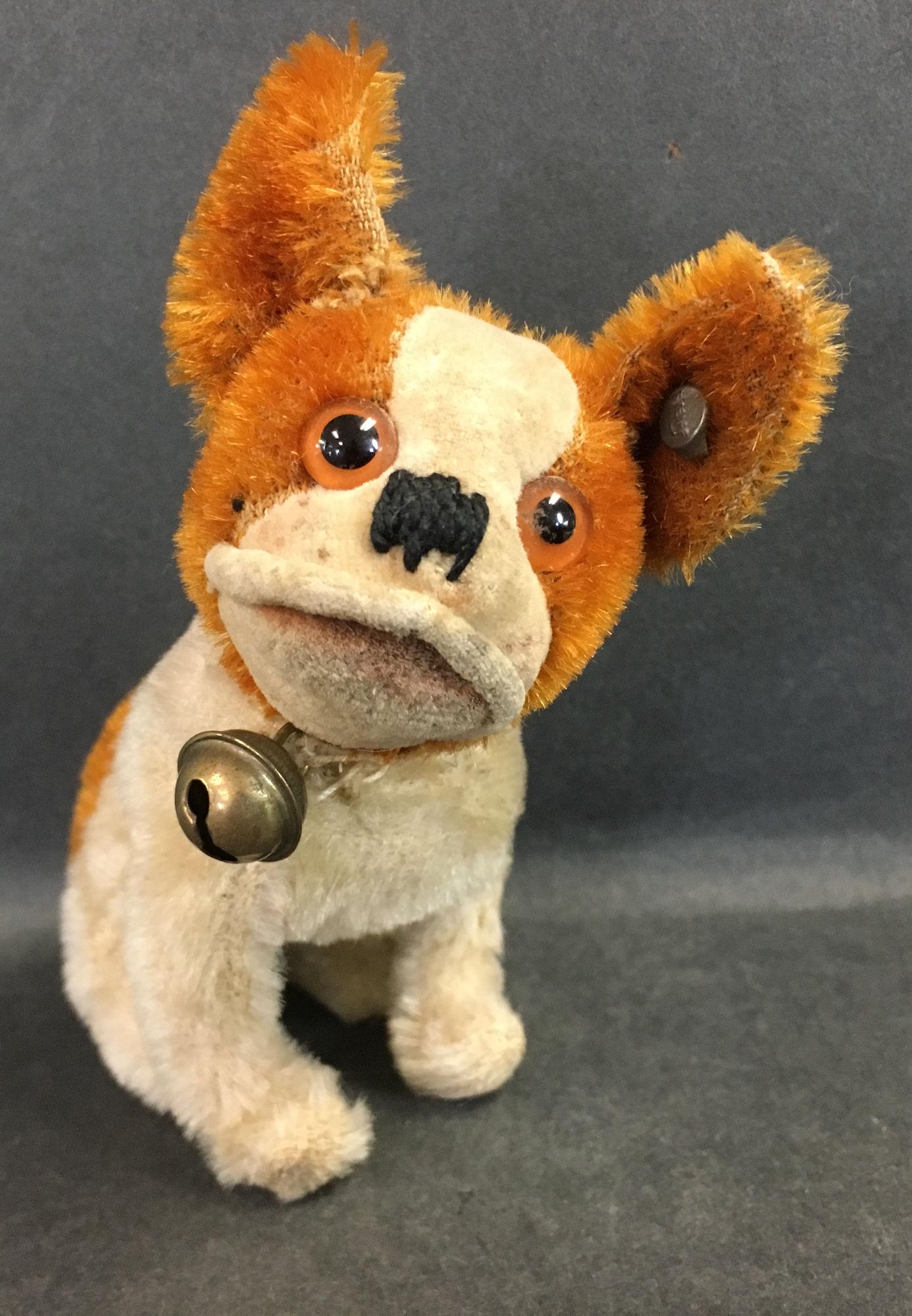 STEIFF MINIATURE "BULLY" DOG. MOHAIR SITTING DOG WITH (1 of 1)
