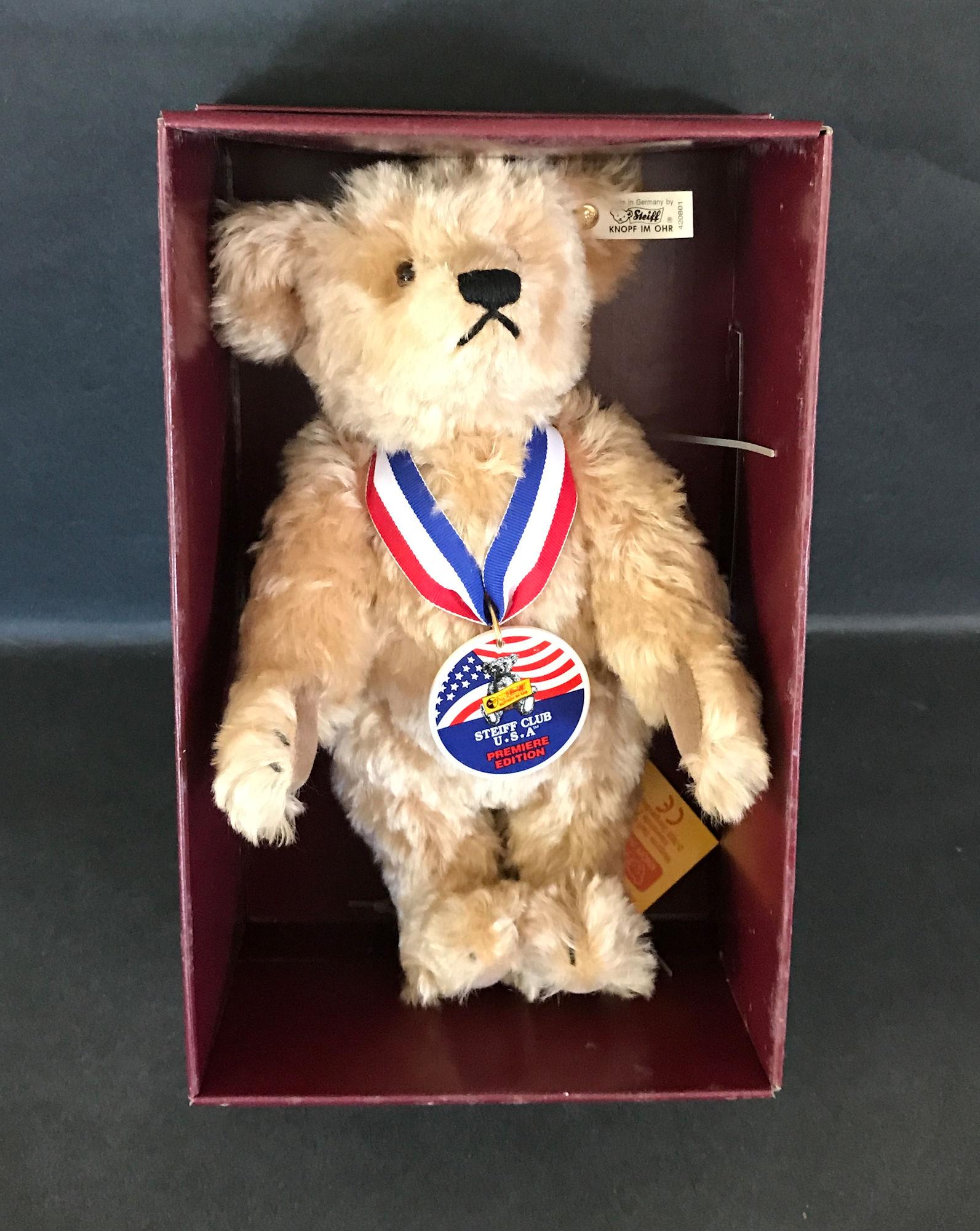 11" MOHAIR TEDDY BEAR STEIFF CLUB U.S.A. 1993-94 (1 of 1)