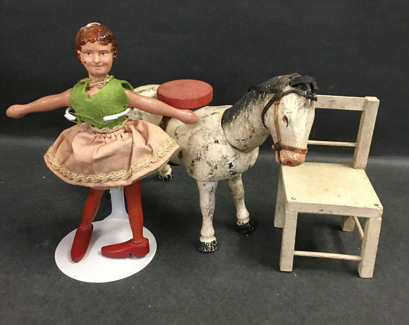 (3) SCHOENHUT REDUCED SIZE CIRCUS PIECES. INCLUDES LADY (1 of 2)