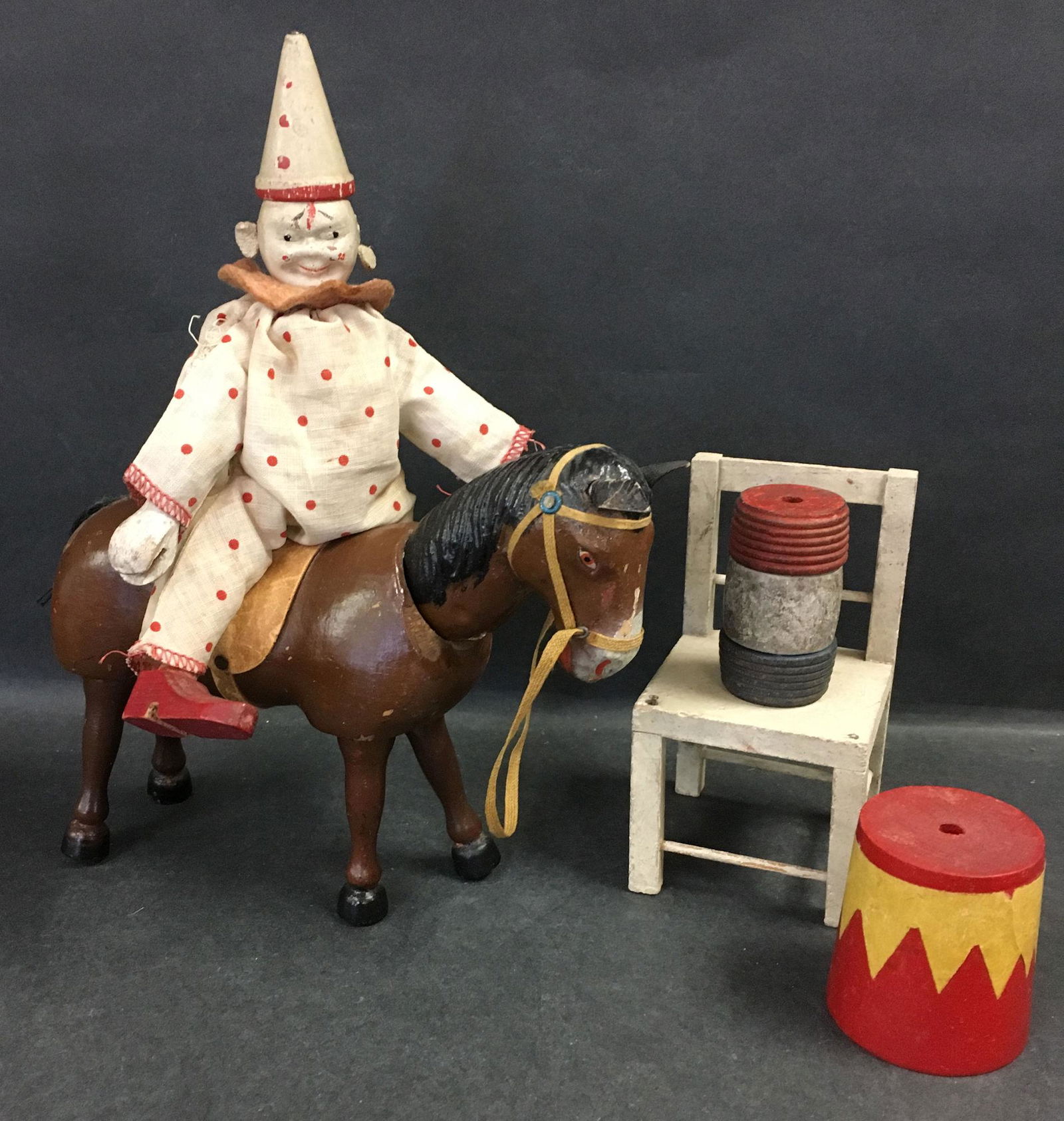 (5) REDUCED SIZE SCHOENHUT HUMPTY DUMPTY CIRCUS PIECES. (1 of 1)