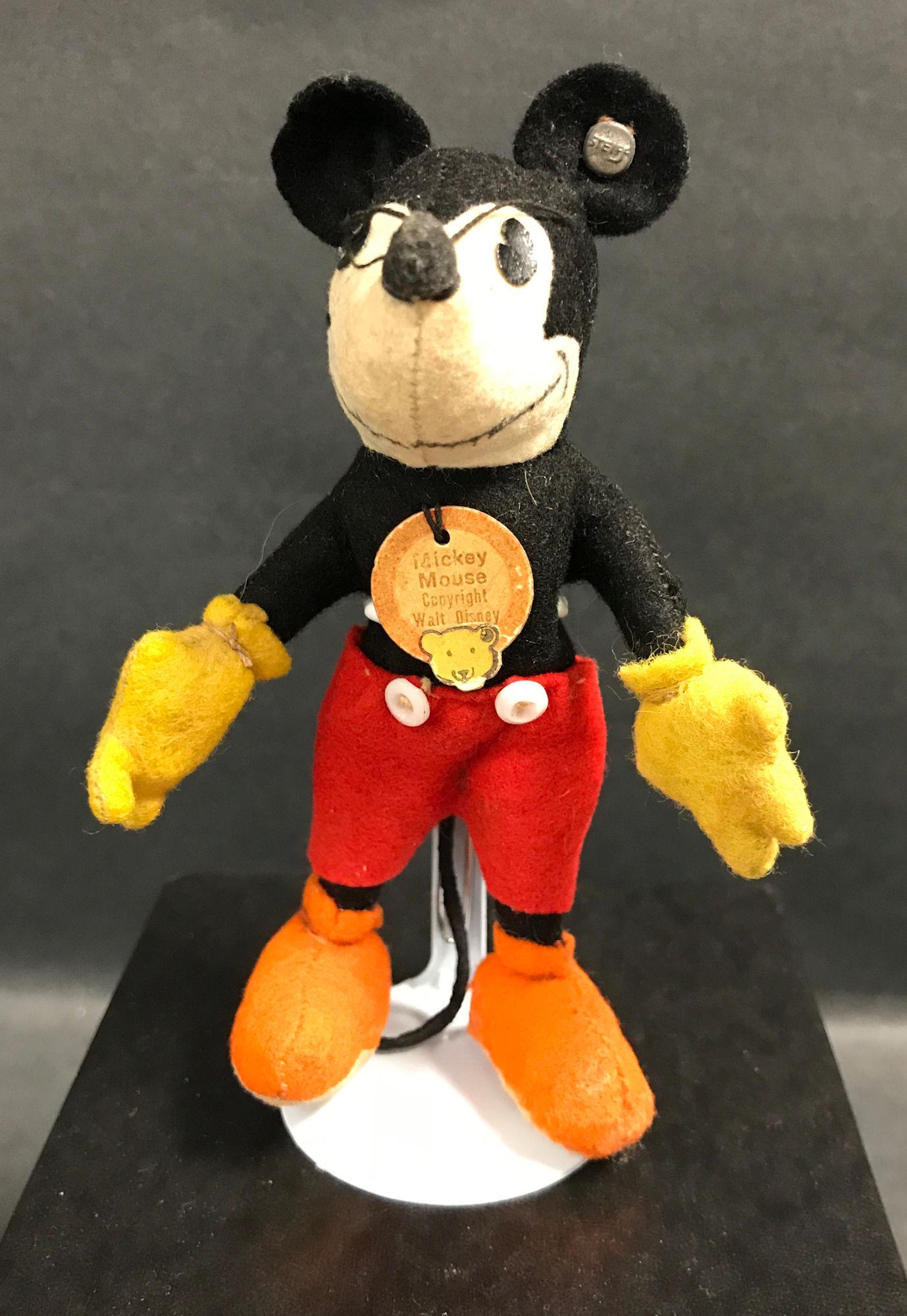 EARLY STEIFF "MICKEY MOUSE". BLACK AND WHITE VELVET, (1 of 3)