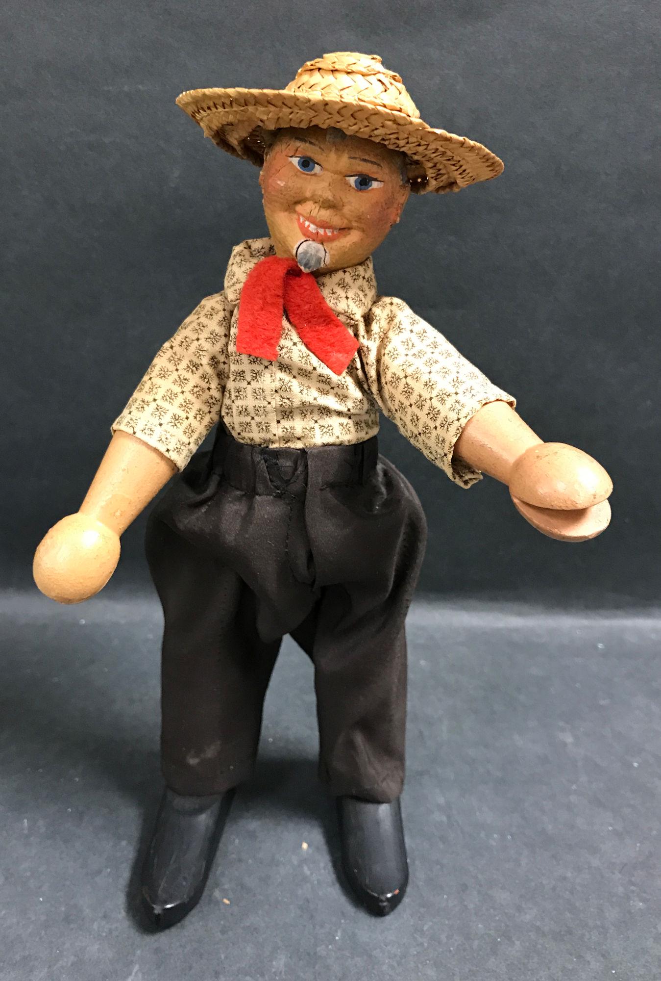 SCHOENHUT FARMER. CARVED AND PAINTED FACIAL FEATURES, (1 of 3)