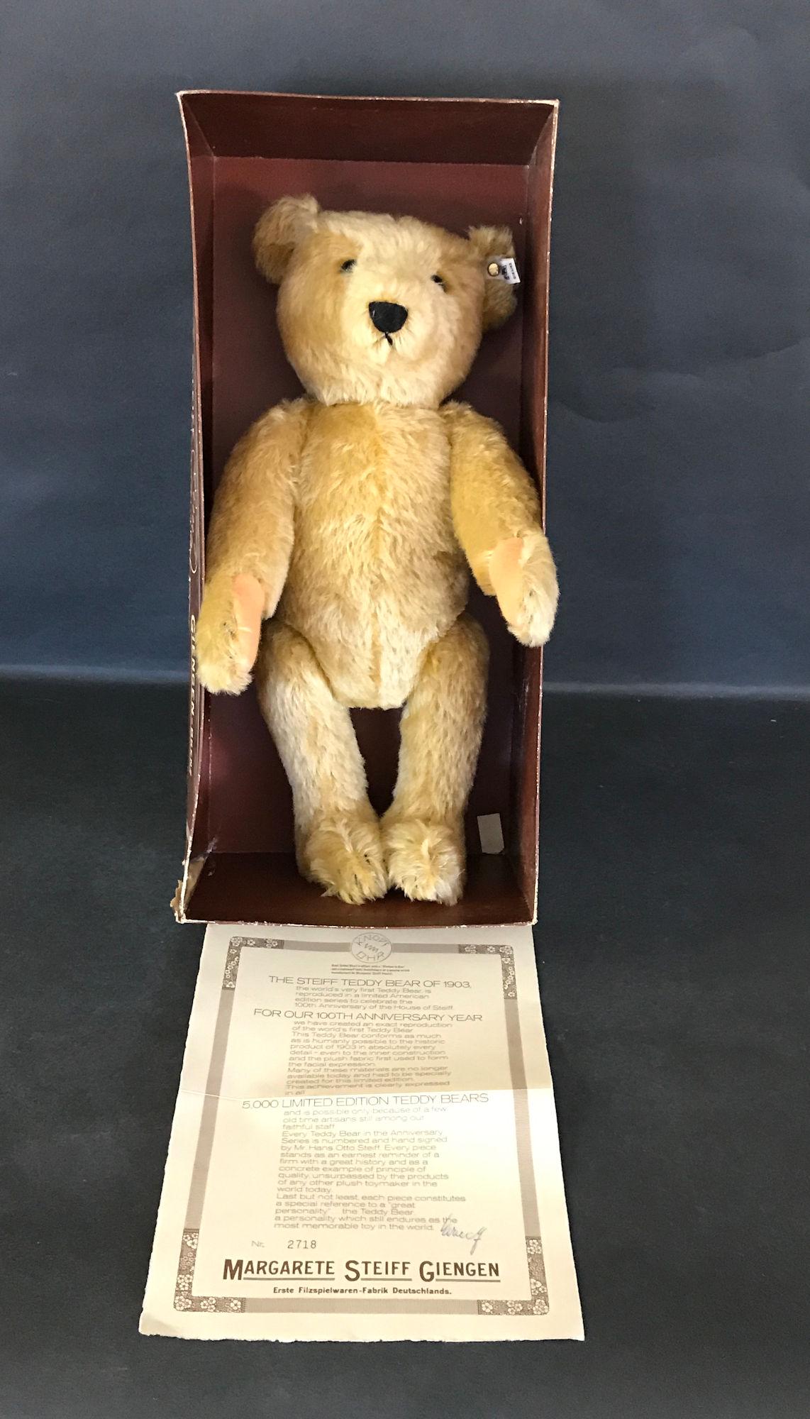 17" STEIFF GIENGEN-BRENZ MOHAIR TEDDY BEAR "FOR OUR (1 of 2)
