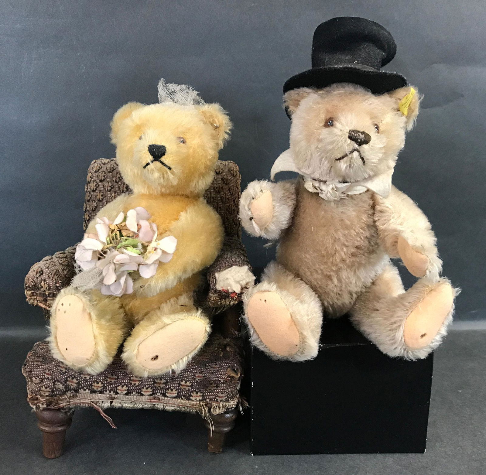 STEIFF VINTAGE ORIGINAL MOHAIR TEDDY BEAR BRIDE AND (1 of 5)