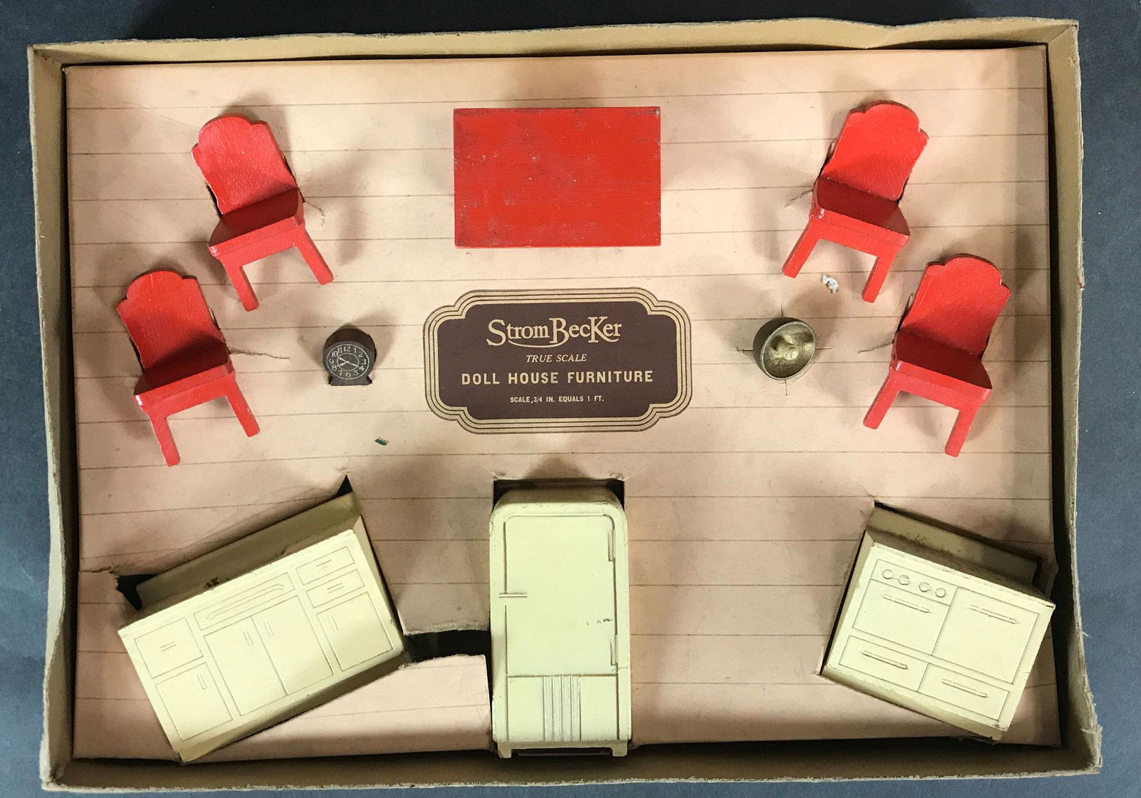 STROMBECKER WOOD DOLLHOUSE KITCHEN #885 IN ORIGINAL (1 of 1)