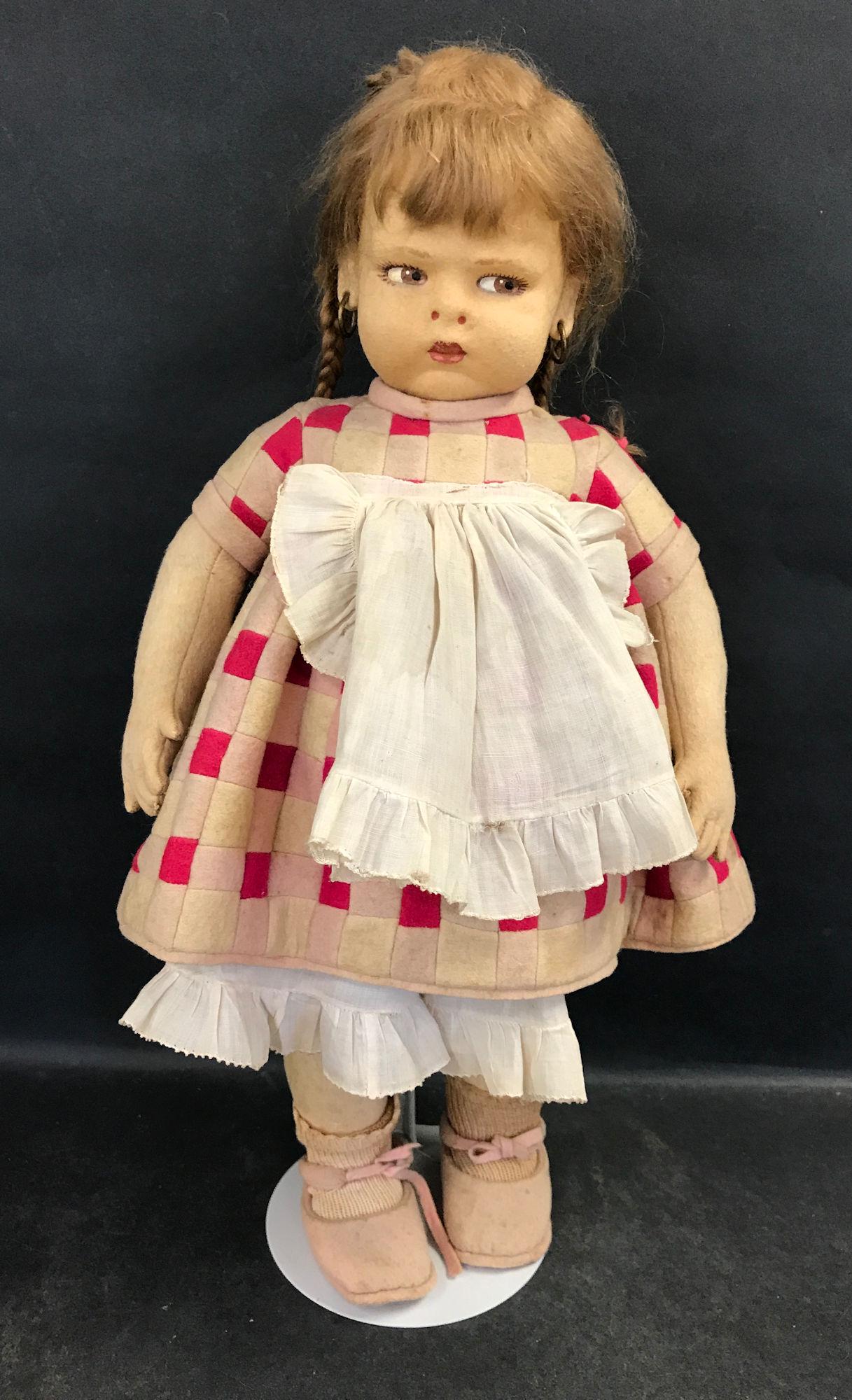 18" LENCI POUTY GIRL. MOLDED AND PAINTED FELT HEAD, (1 of 5)