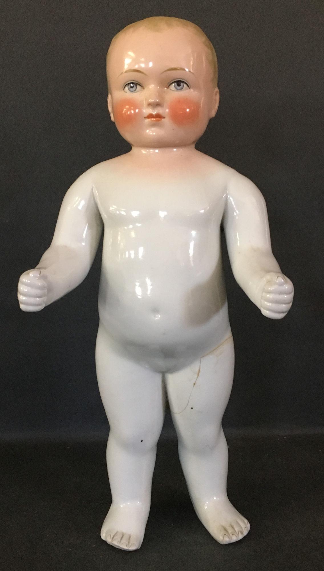 16" GERMAN ALL CHINA BATHING DOLL "FROZEN CHARLIE". (1 of 5)