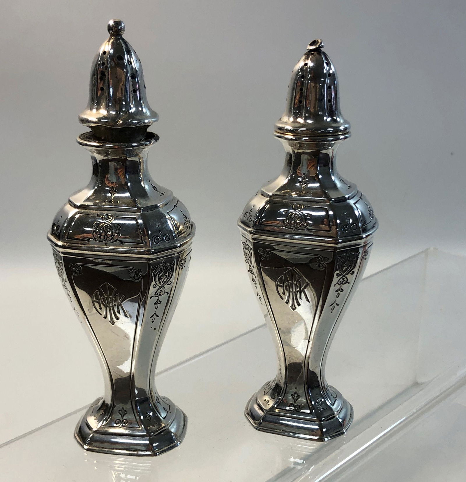 PAIR STERLING SILVER SALT AND PEPPER SHAKERS (1 of 11)