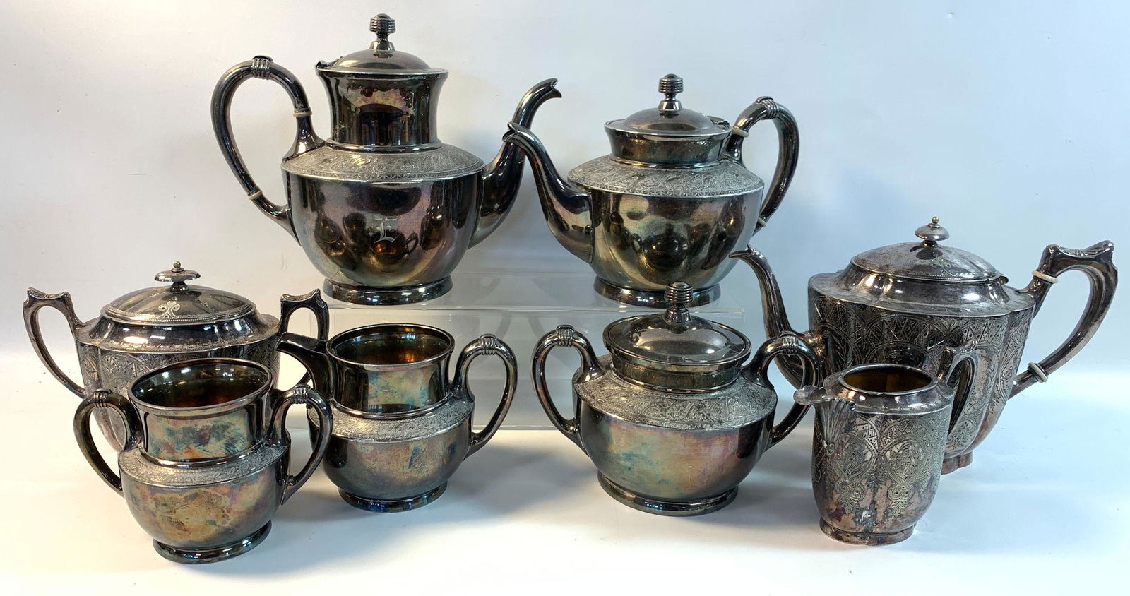 TWO VINTAGE SILVER PLATE TEA SETS (1 of 12)