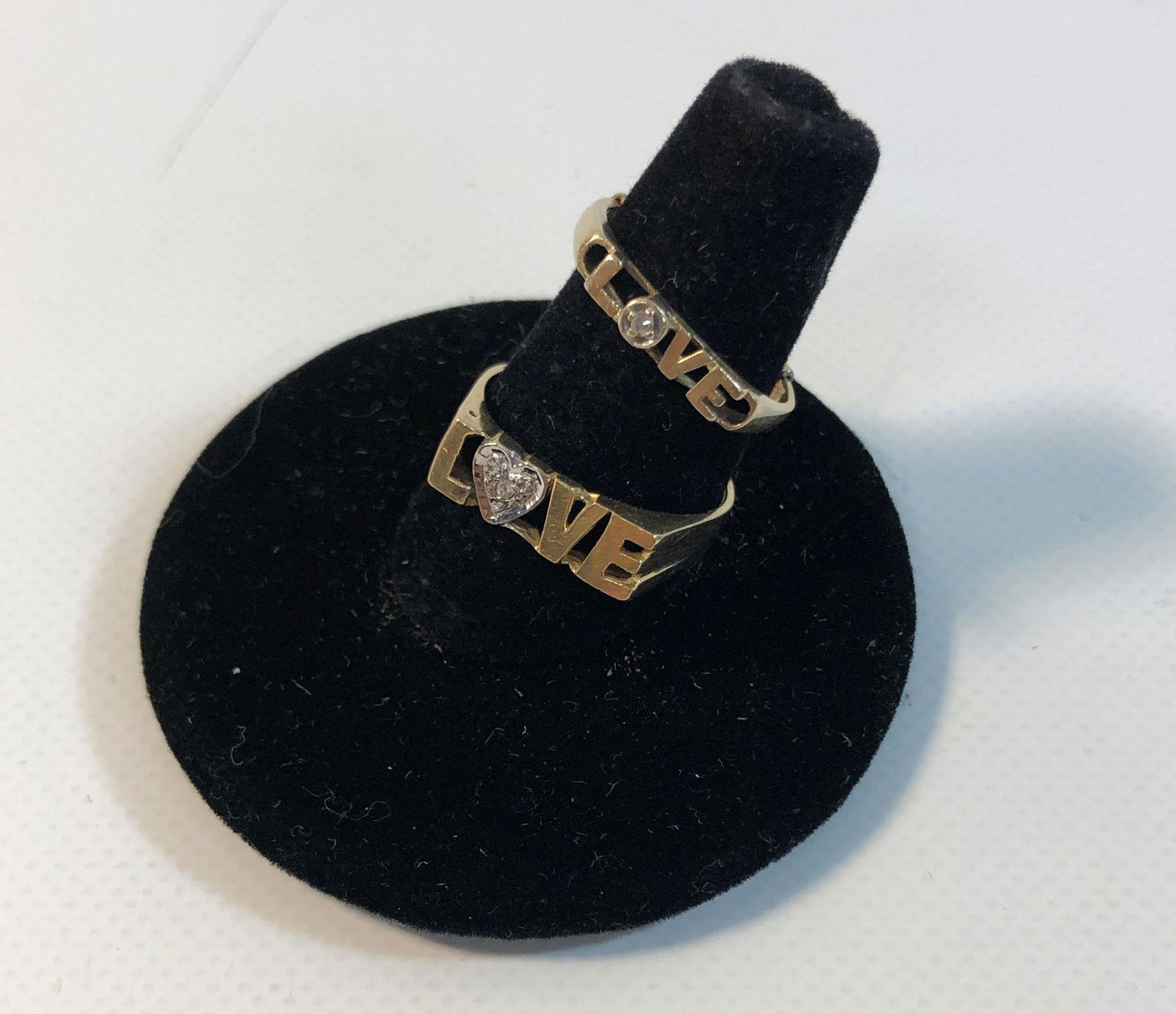 TWO 14KT YELLOW GOLD "LOVE" RINGS (1 of 4)