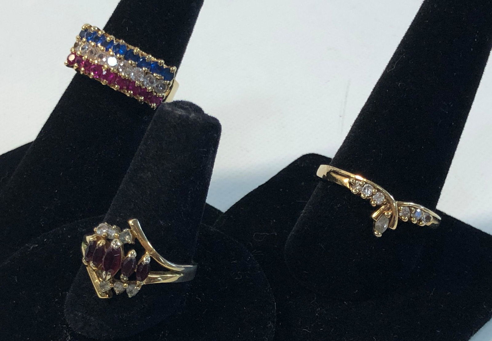 THREE GOLD-FILLED COCKTAIL RINGS (1 of 7)