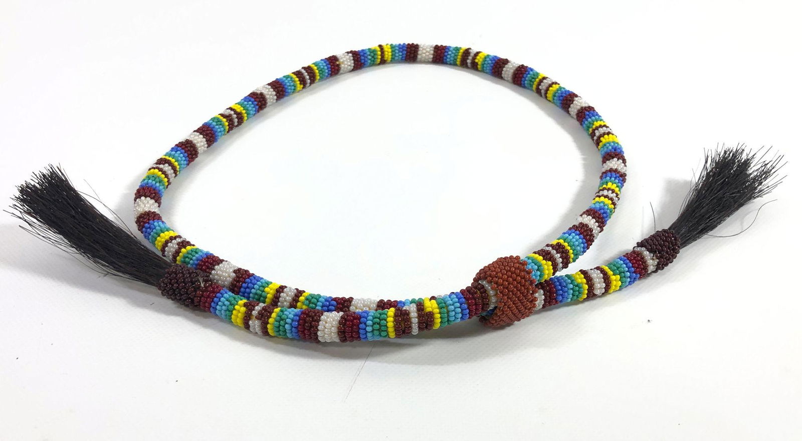 NATIVE AMERICAN HORSE HAIR AND SEED BEAD HAT BAND (1 of 8)