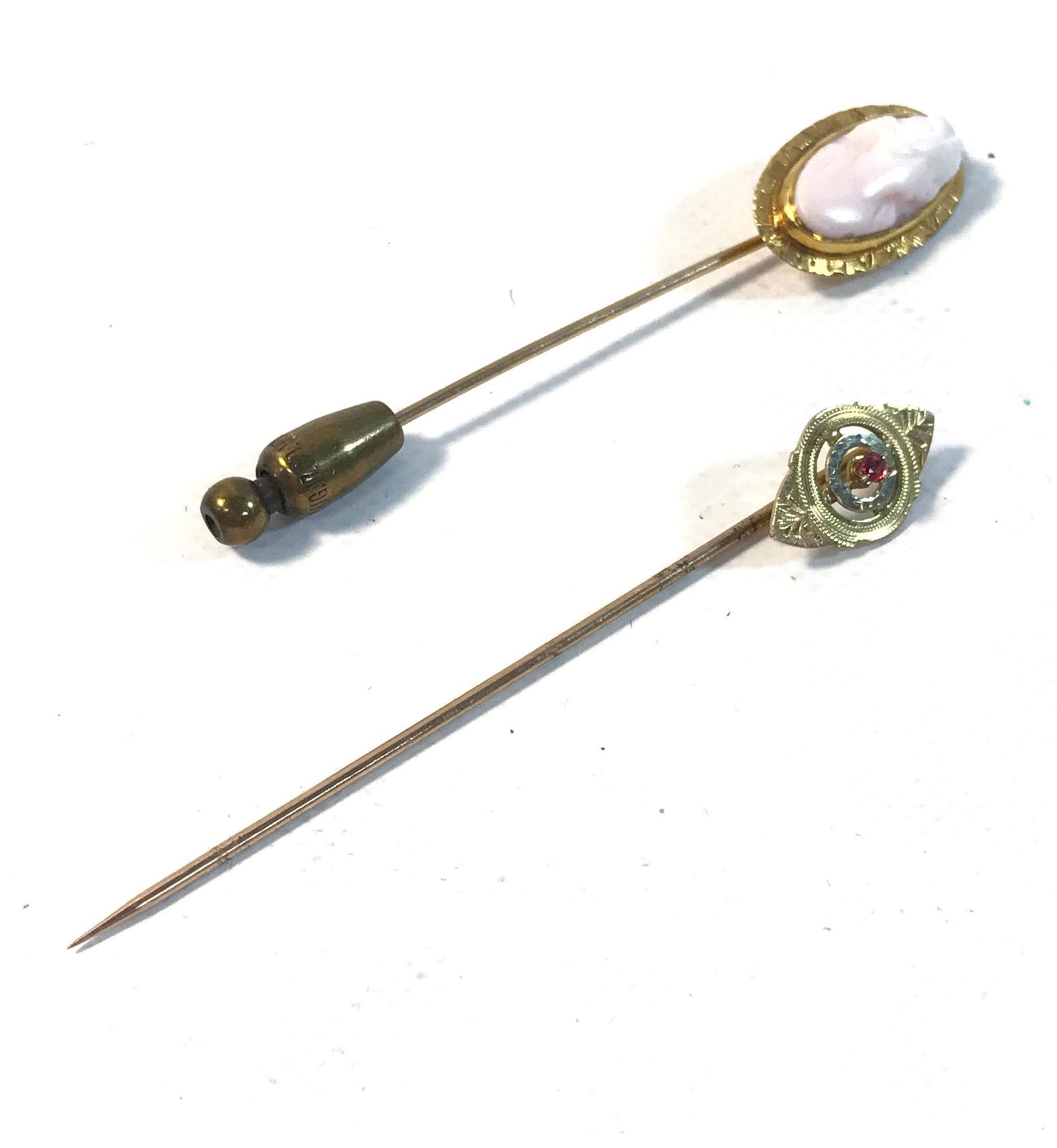 TWO 10KT YELLOW GOLD STICK PINS (1 of 1)