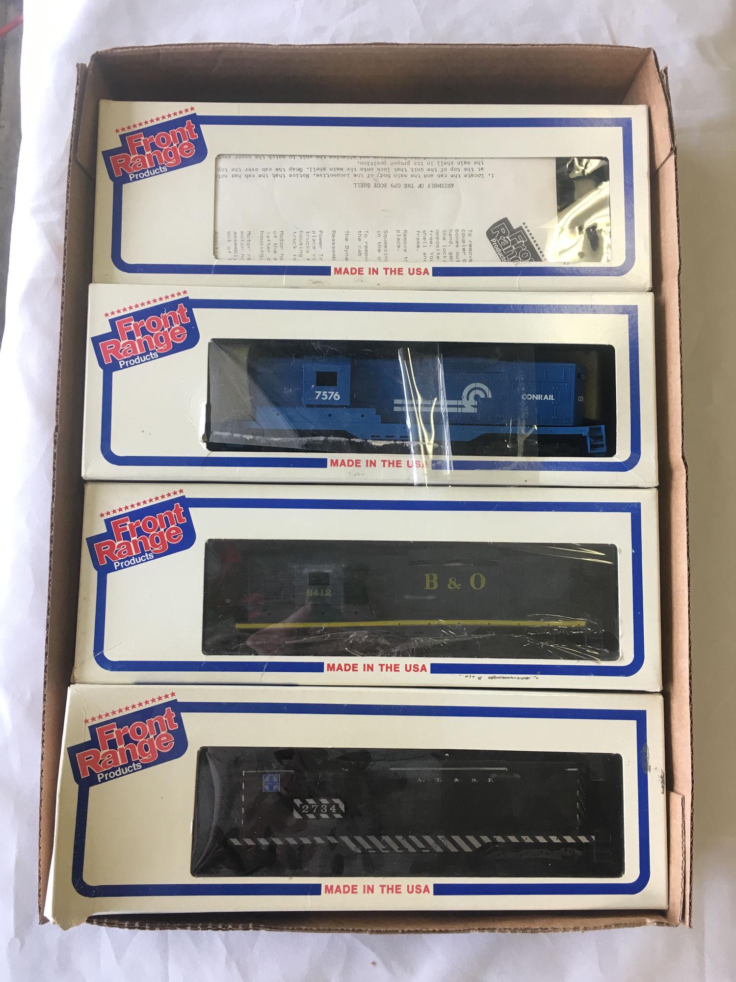 LOT 4 FRONT RANGE HO GAUGE GP-9 POWERED LOCOMOTIVES - (1 of 1)