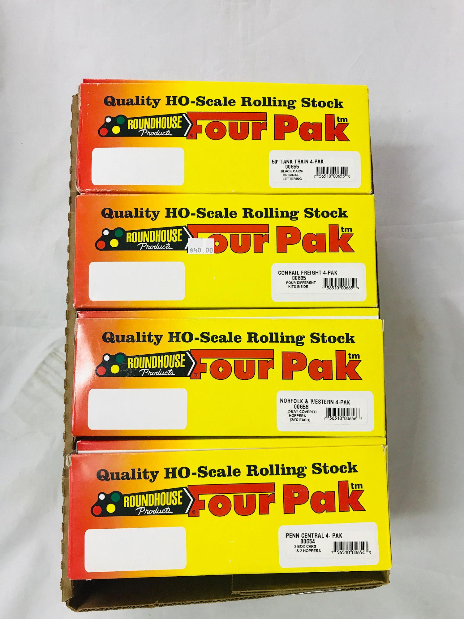 4 ROUNDHOUSE HO-SCALE ROLLING STOCK FOUR PAK KITS, NIB (1 of 1)