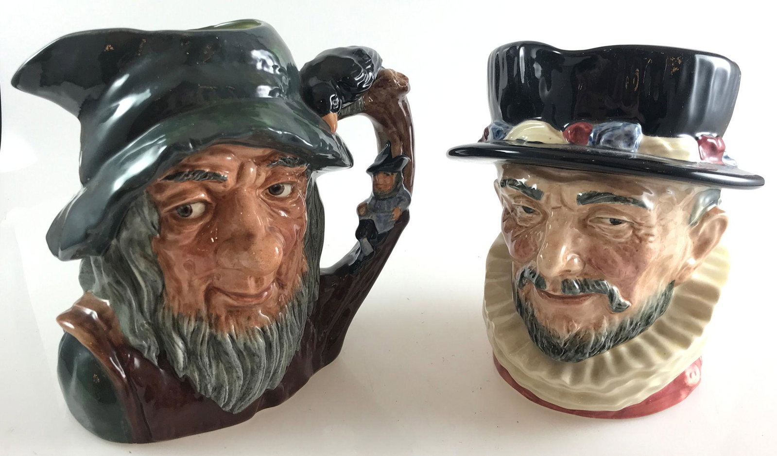 2 ROYAL DOULTON CHARACTER JUGS "RIP VAN WINKLE" AND: 2 ROYAL DOULTON CHARACTER JUGS "RIP VAN WINKLE" AND "BEEFEATERS", 6 1/2" TALL