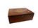 MAHOGANY LAP DESK WITH MAPLE INLAY AND DECORATED TOP,