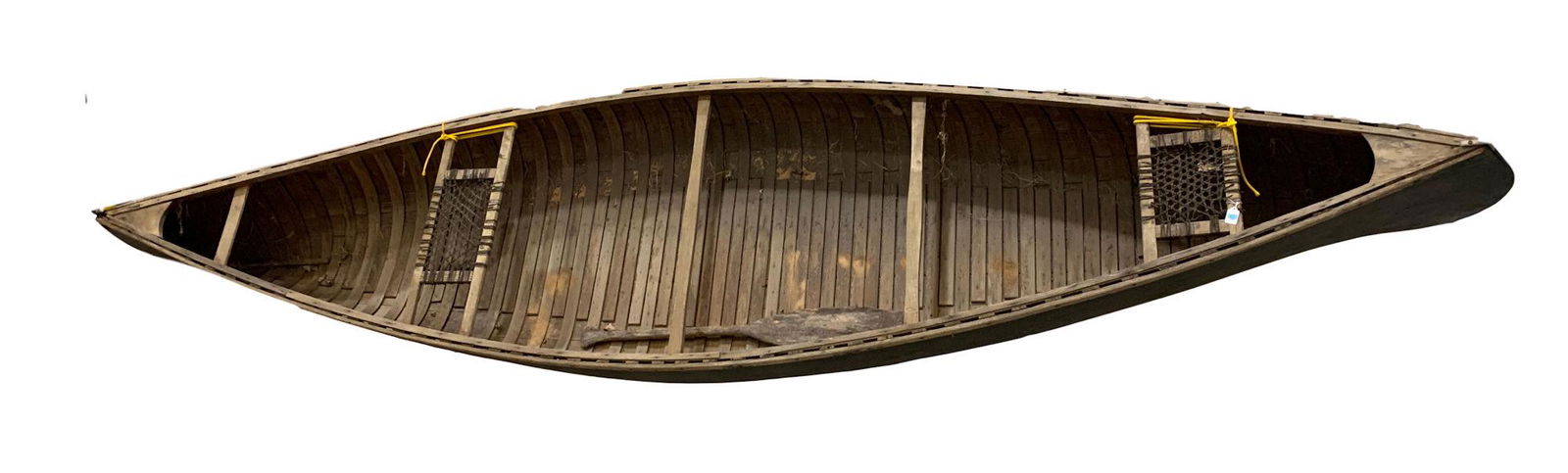 ANTIQUE WOODEN CANOE WITH CANVAS COVER & PADDLE, 14 (1 of 5)