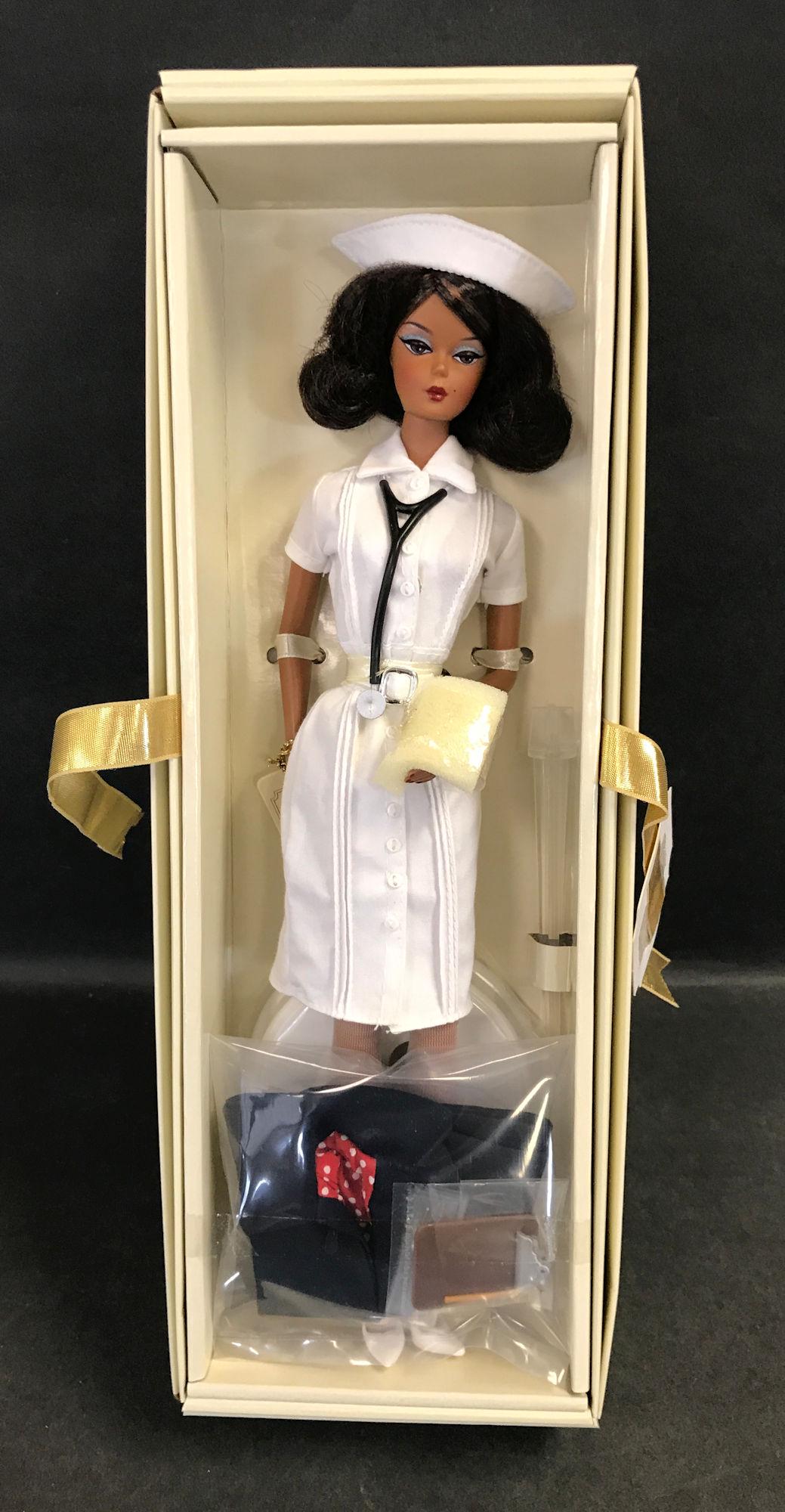 SILKSTONE BARBIE PLATINUM LABEL "THE NURSE" NRFB. COMES: SILKSTONE BARBIE PLATINUM LABEL "THE NURSE" NRFB. COMES WITH COA.