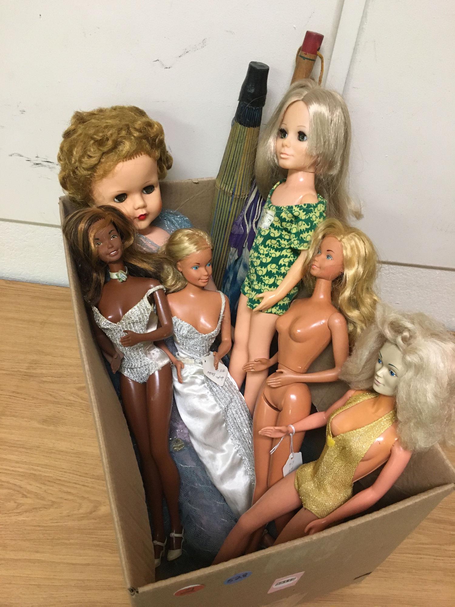 BOX LOT DOLLS INCLUDING SUPER SIZE BARBIE (1 of 1)