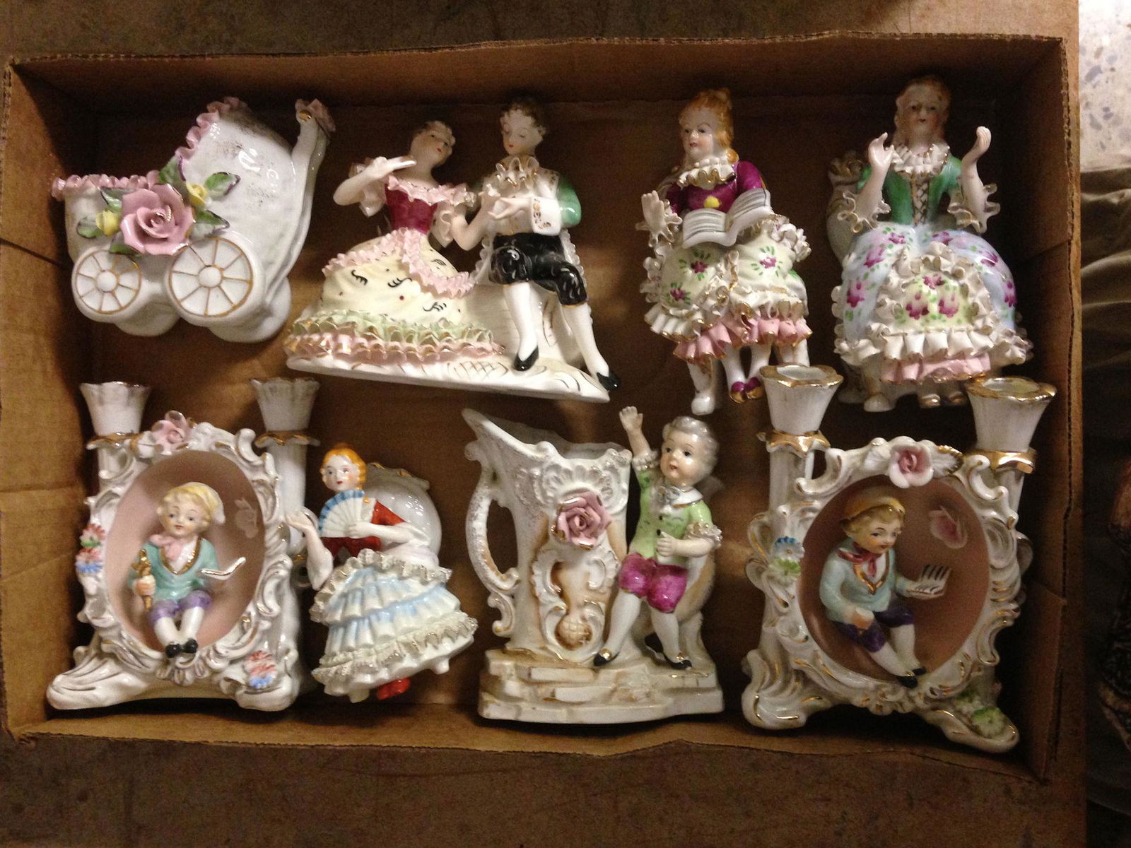 LOT OF CERAMIC FIGURES INCLUDING CANDLEHOLDERS (1 of 1)