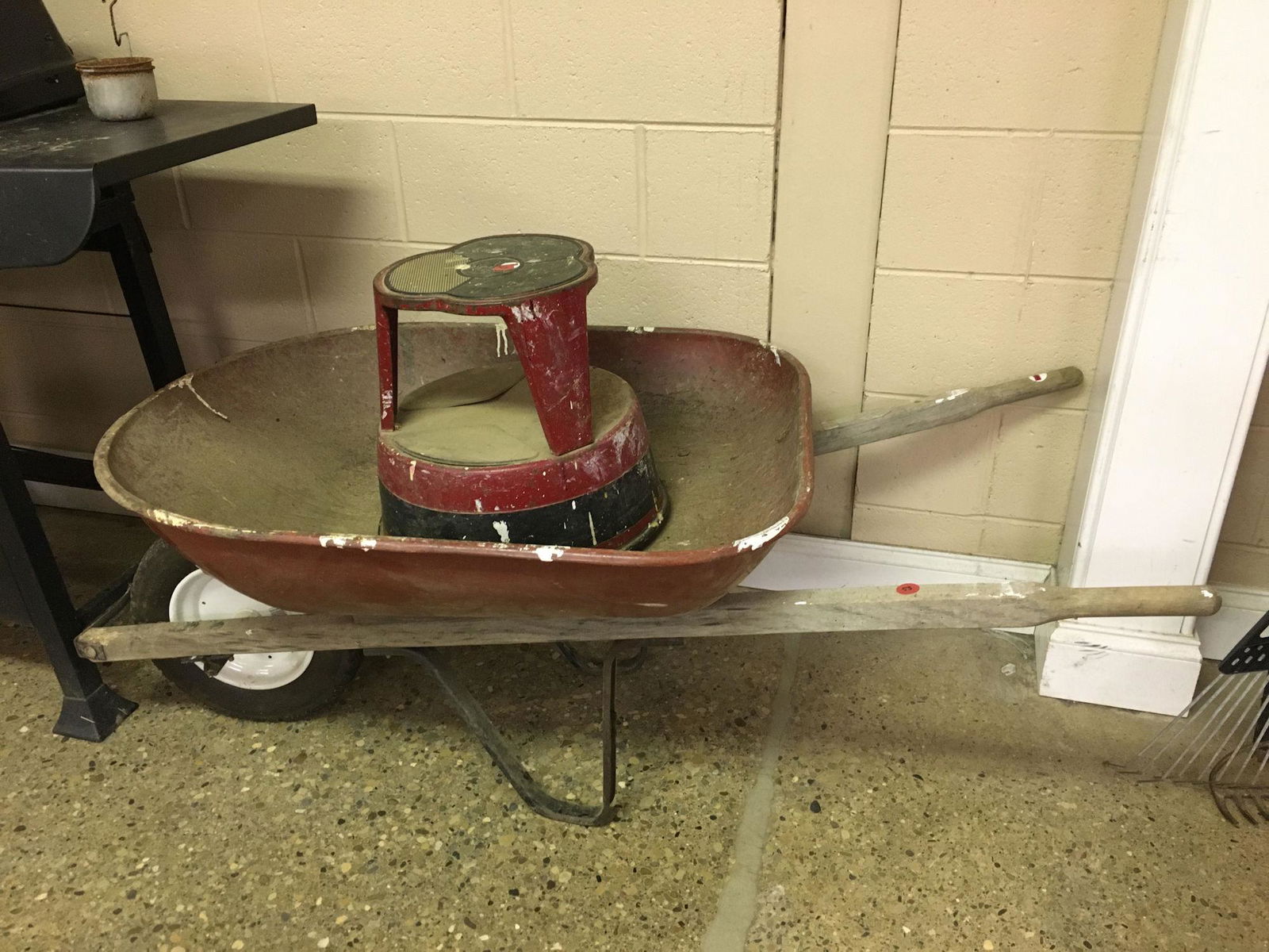 RED WHEELBARROW AND STEP STOOL (1 of 1)
