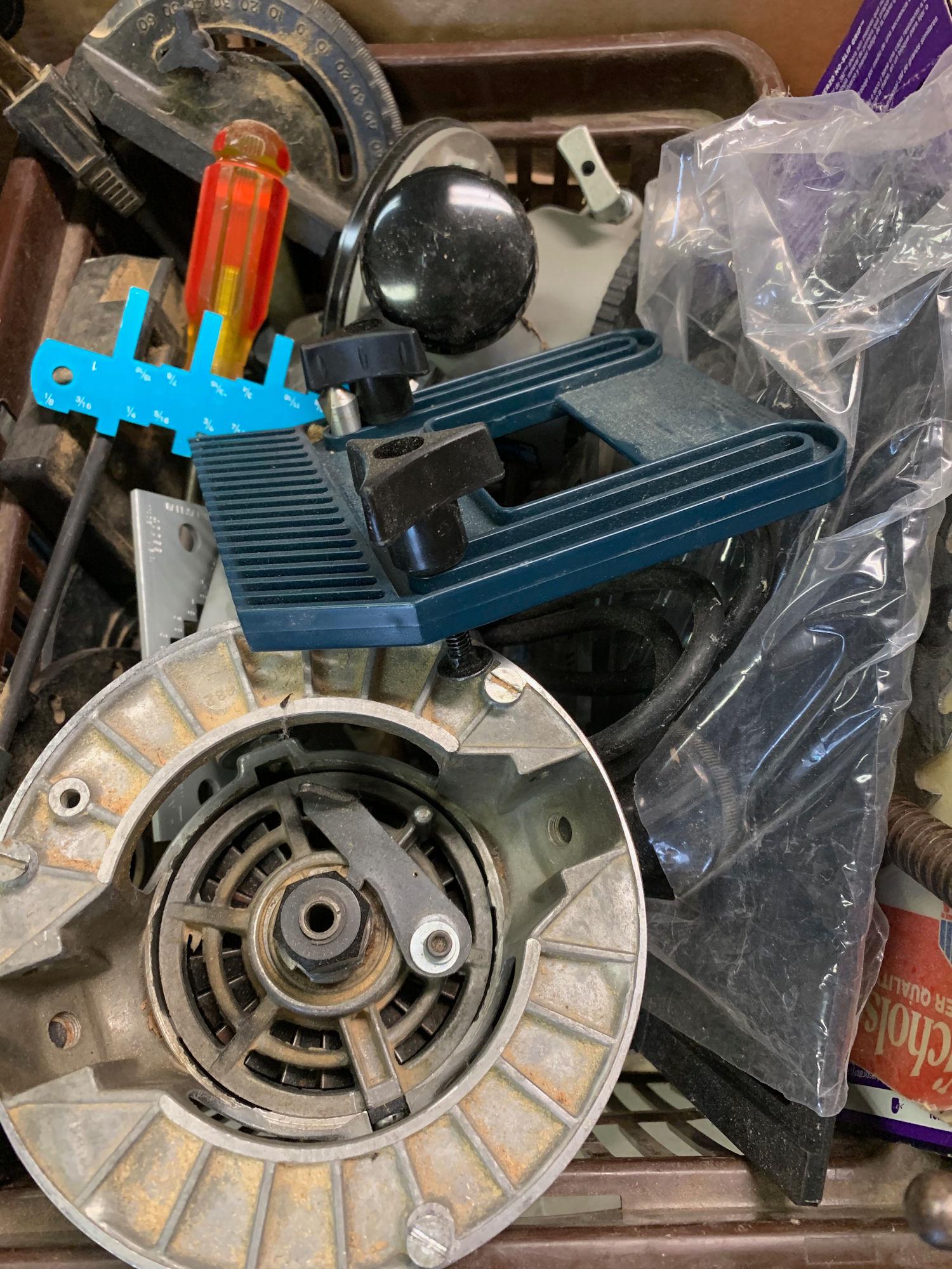 PLASTIC CRATE WITH ROUTER AND ROUTER TOOLS (1 of 1)