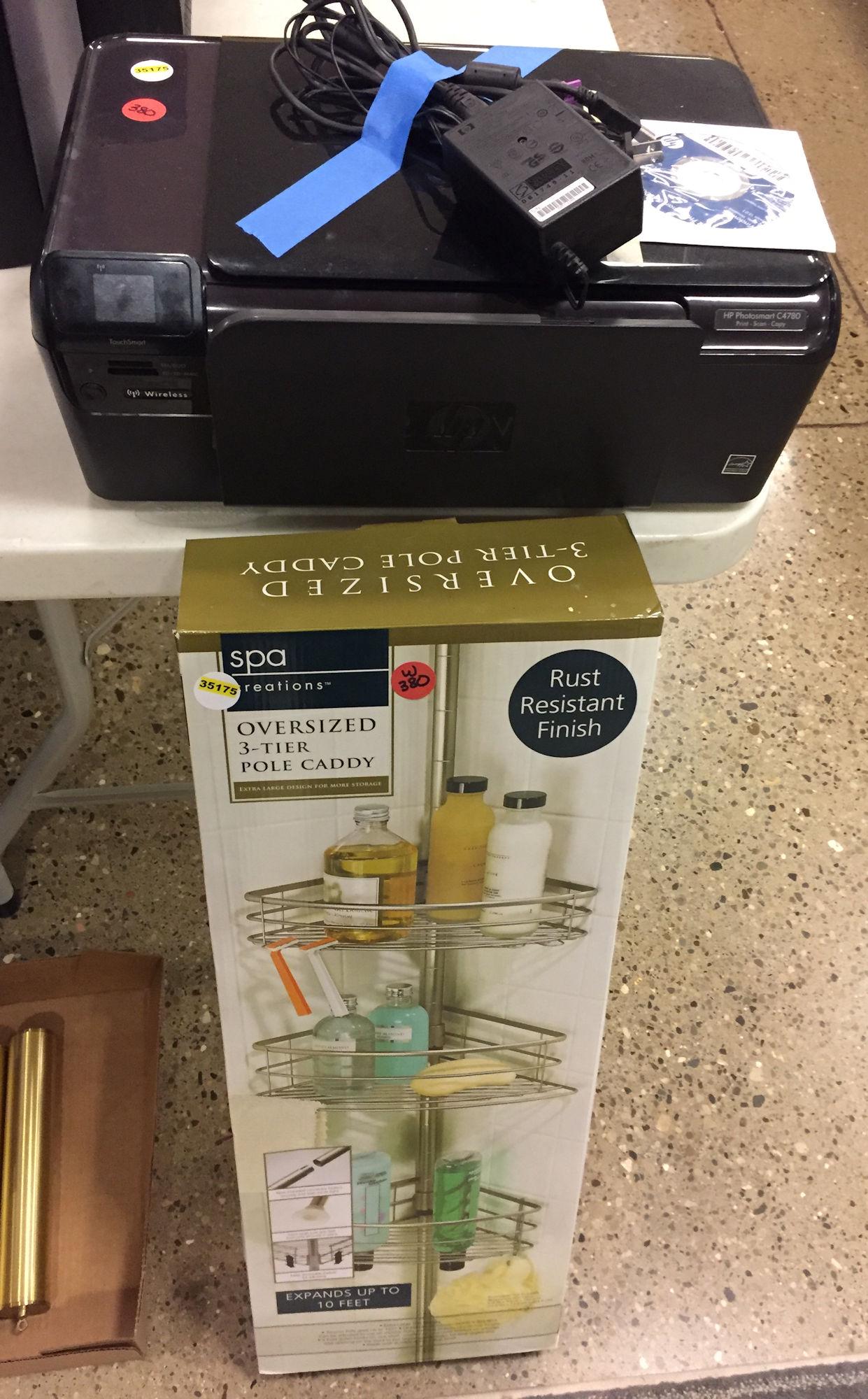 1 HP PHOTOSMART PRINTER AND 3 TIER POLE CADDY (1 of 2)