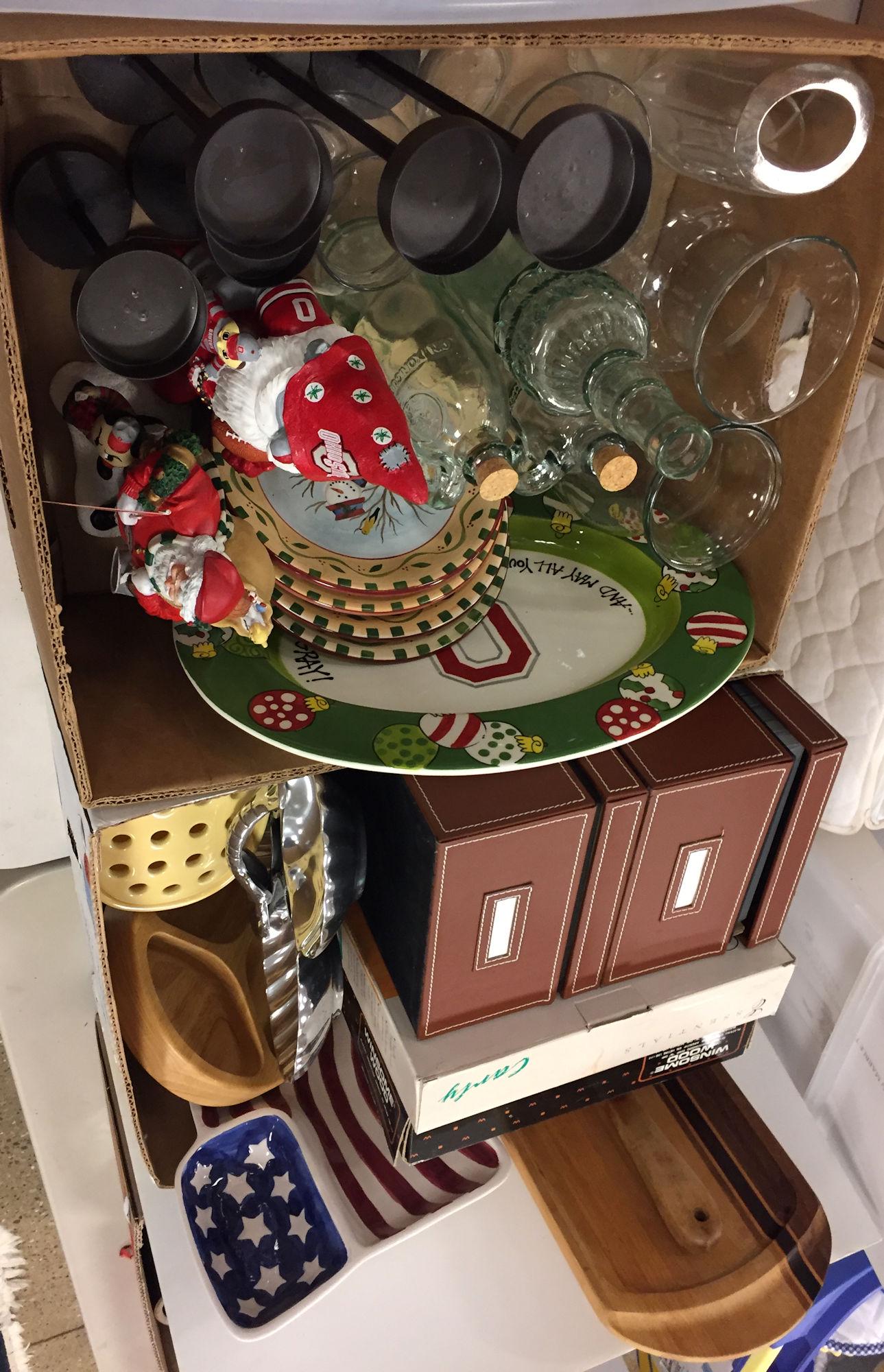 2 BOX LOTS VASES, CANDLE HOLDERS, CUTTING BOARDS, (1 of 3)