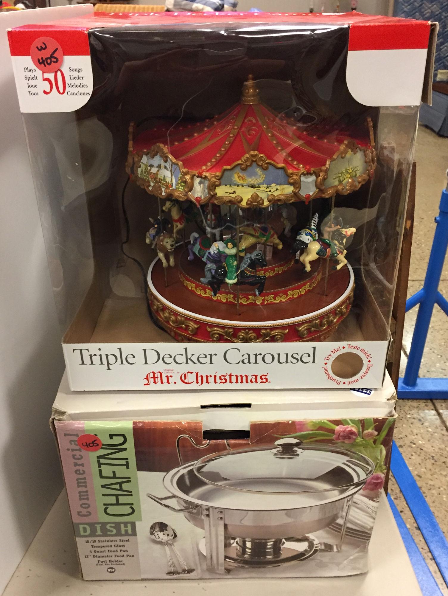 STAINLESS STEEL CHAFING DISH AND MR. CHRISTMAS CAROUSEL (1 of 3)
